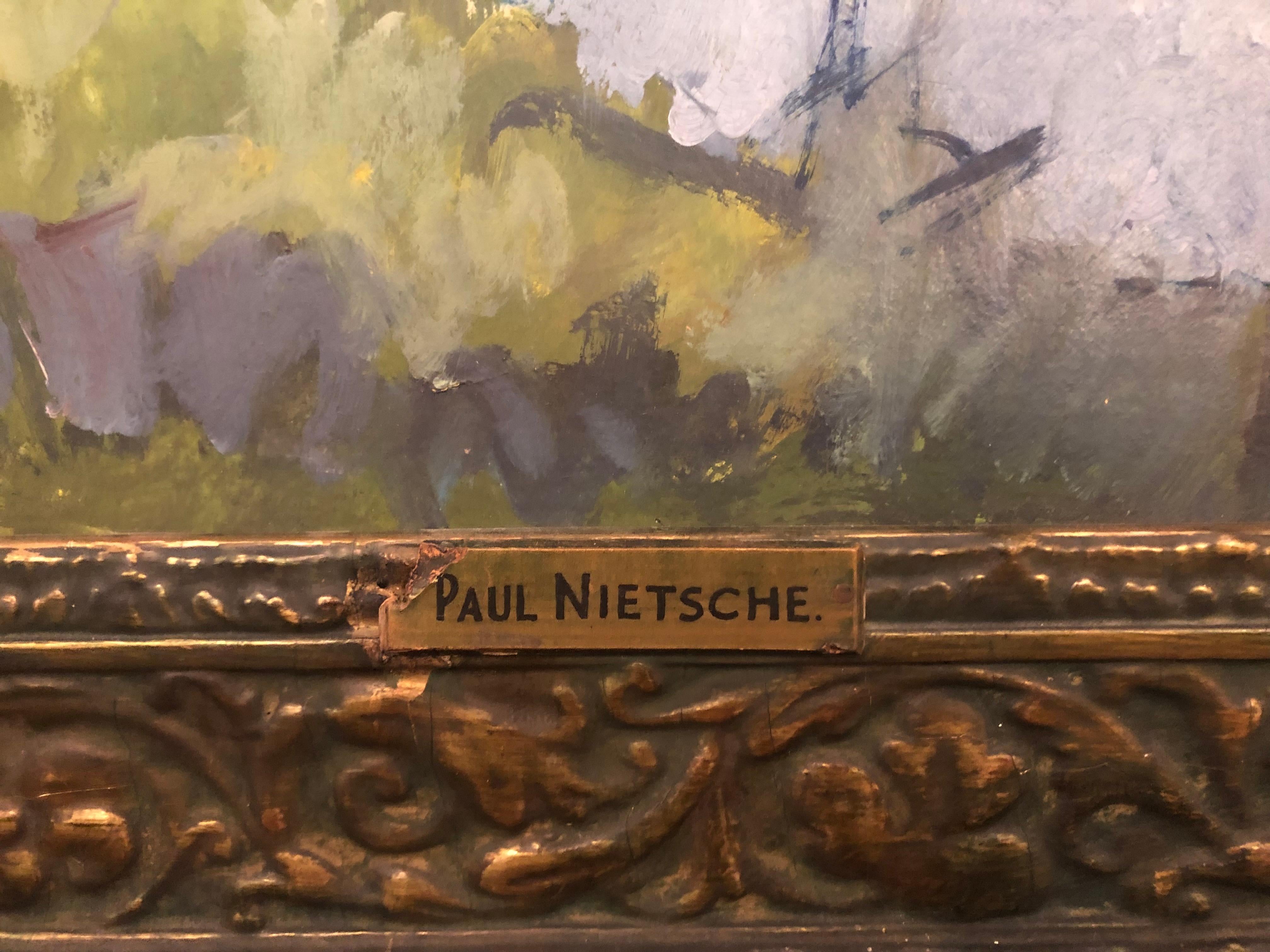 Gorgeous Landscape painting by Paul Nietsche, Irish,  Oil on Panel, 1940 3