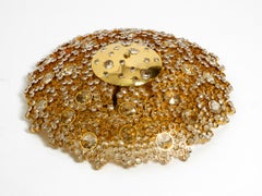 Gorgeous Large 70s Palwa Brass Ceiling or Wall Lamp with Faceted Crystal Stones