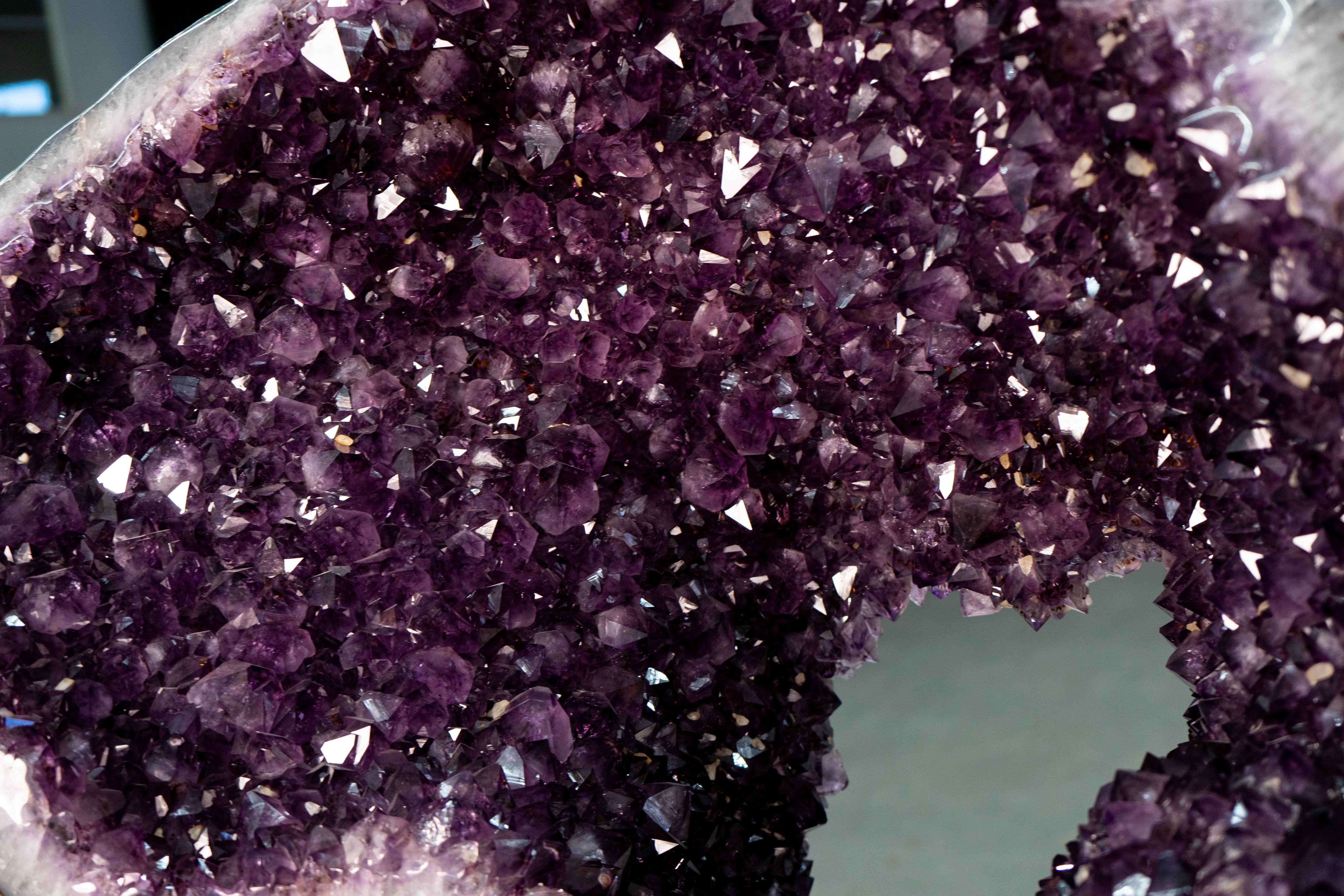 Large Sculptural Amethyst Geode Portal on Custom-Made Stand, High-Quality For Sale 5