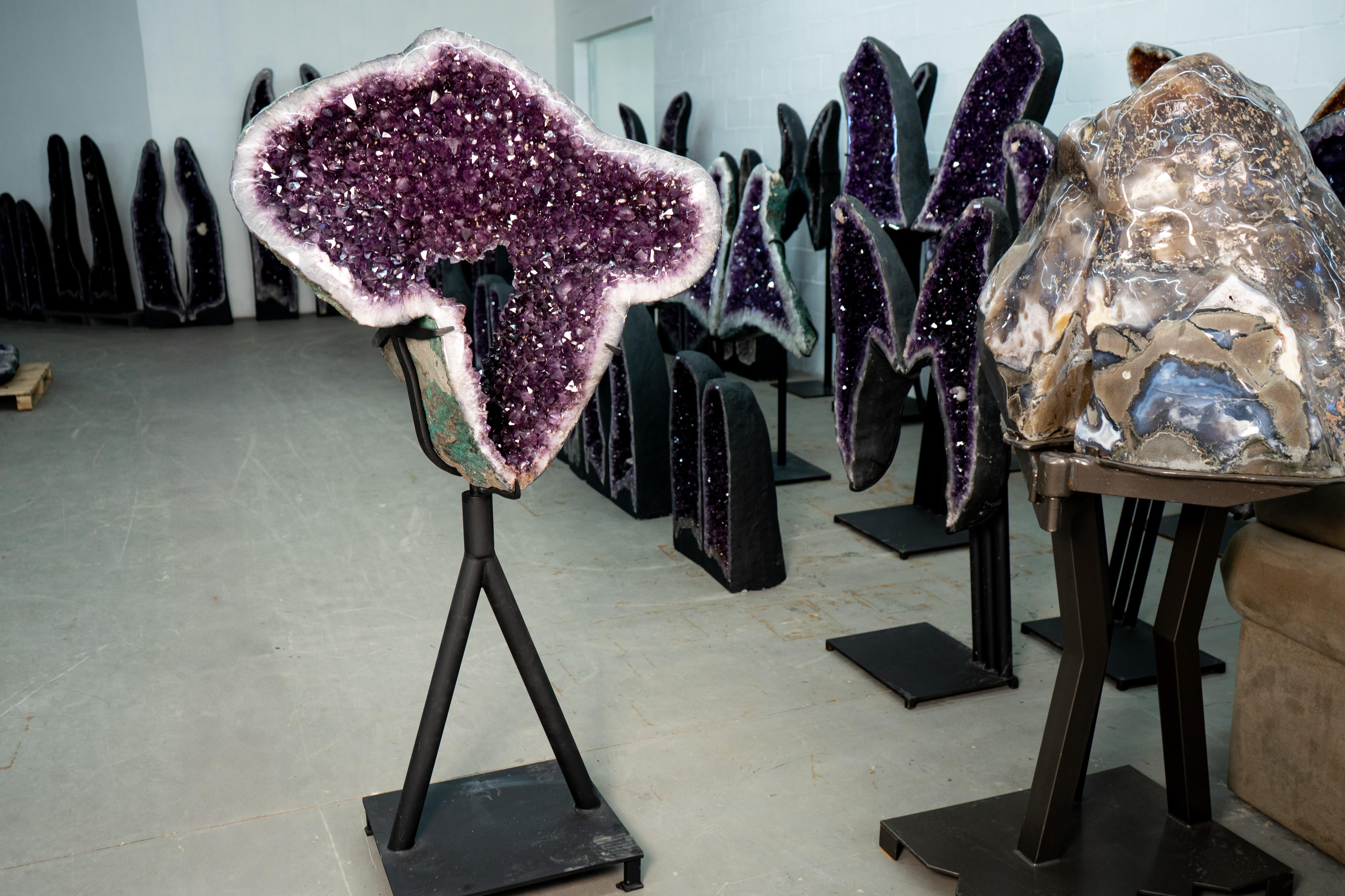 Large Sculptural Amethyst Geode Portal on Custom-Made Stand, High-Quality For Sale 1