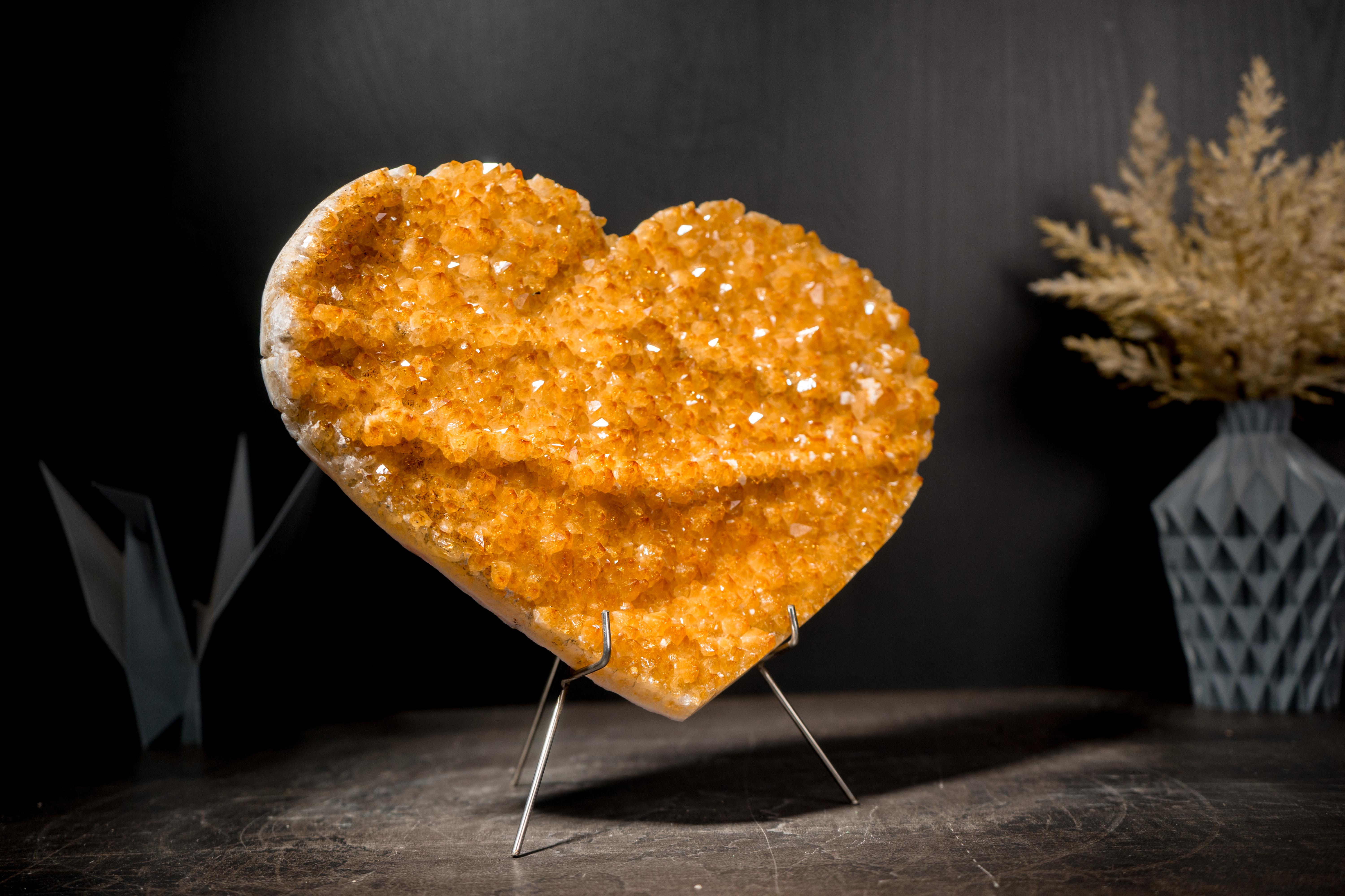 Contemporary Gorgeous Large Citrine Heart For Sale