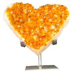 Magnifique grand cœur orange doré avec Druzy de citrine de haute qualité, sculpté à la main