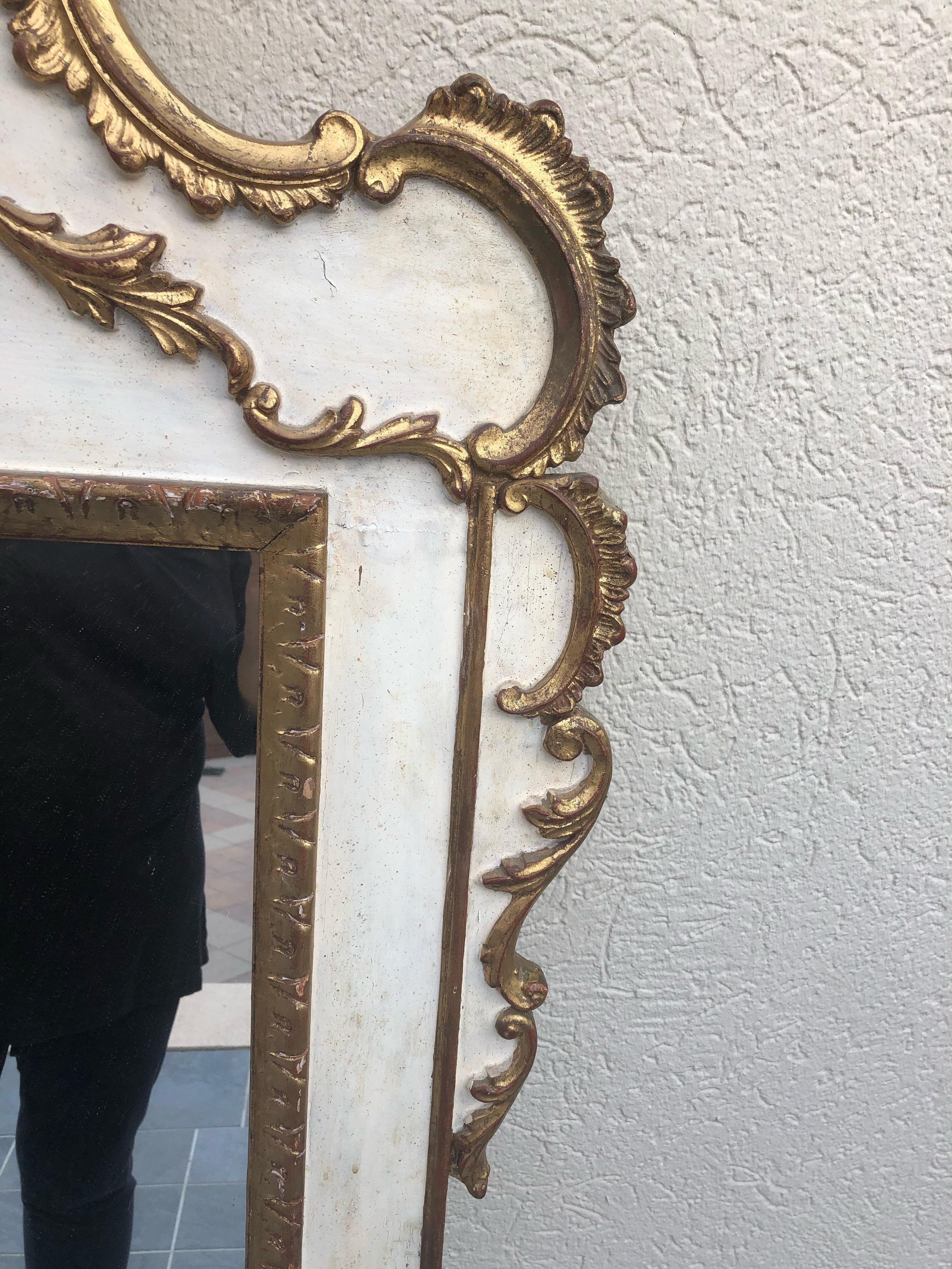 Wood Gorgeous Large Gustavian Style Painted & Gilded Mirror