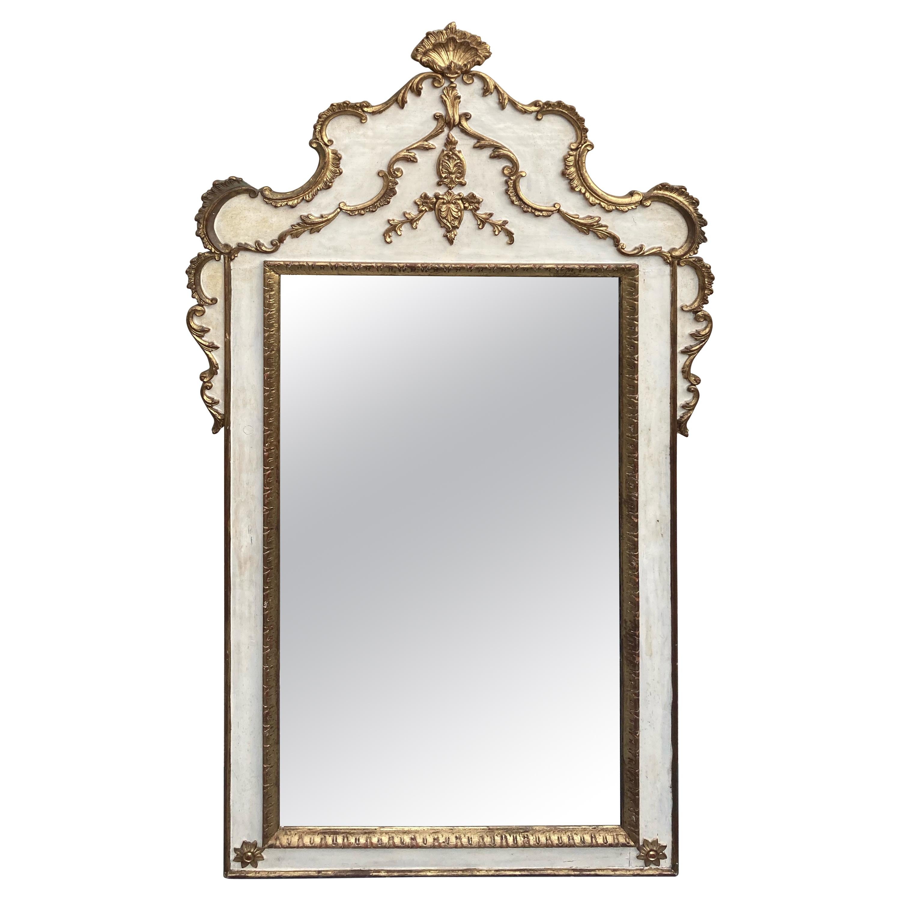 Gorgeous Large Gustavian Style Painted & Gilded Mirror