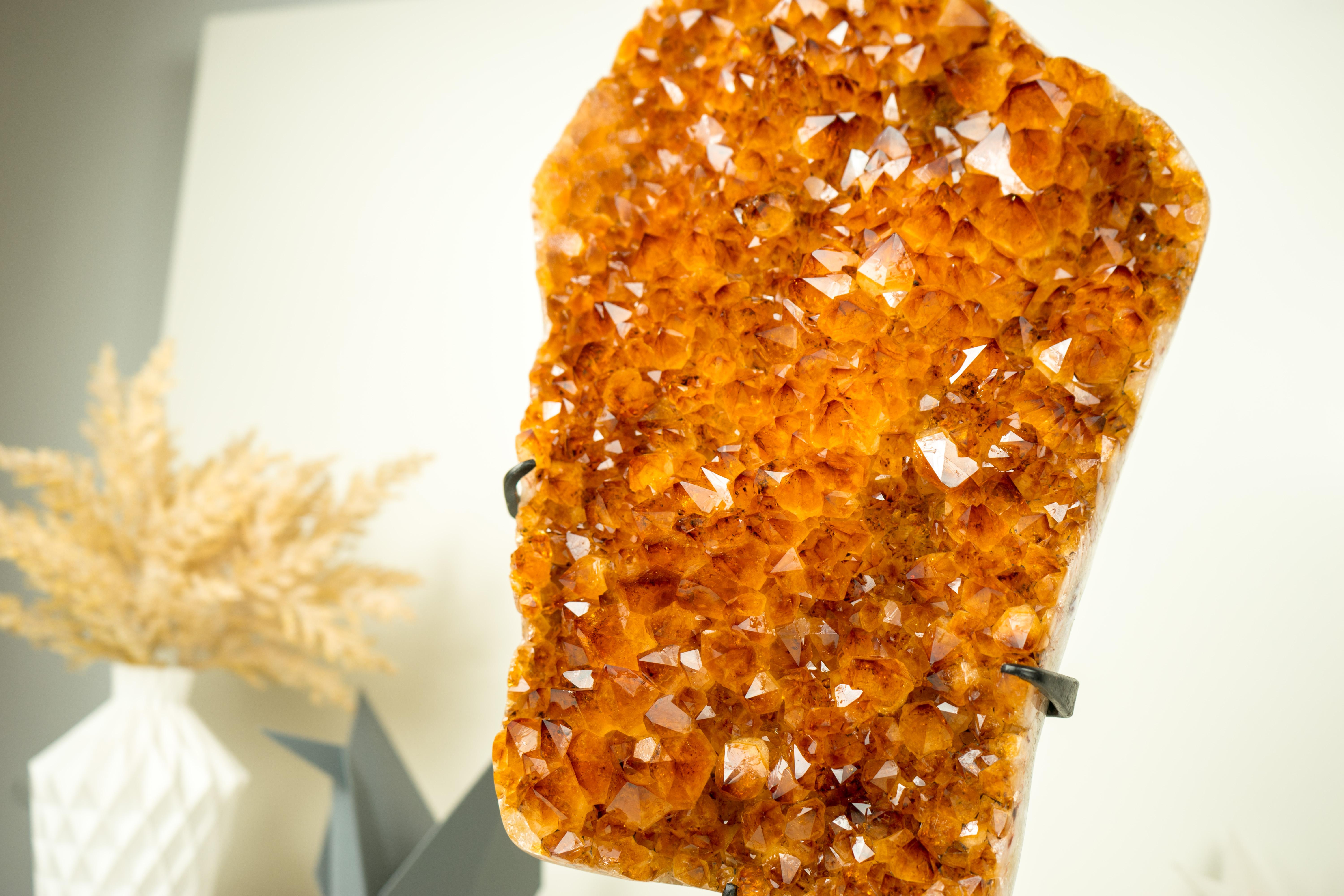 Gorgeous Large Madeira Citrine Cluster with Shiny AAA Deep Orange Citrine Druzy For Sale 4