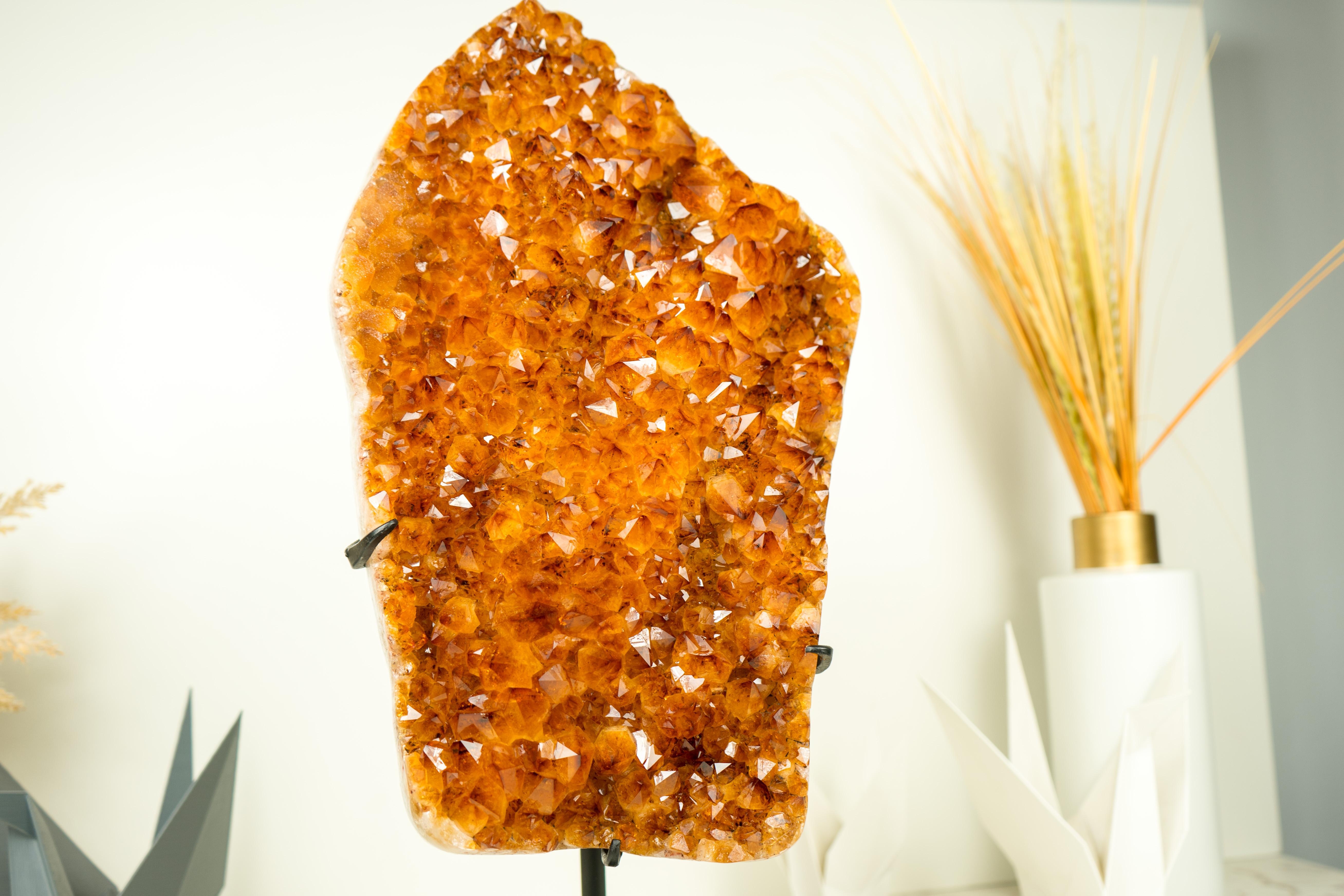 Gorgeous Large Madeira Citrine Cluster with Shiny AAA Deep Orange Citrine Druzy For Sale 6
