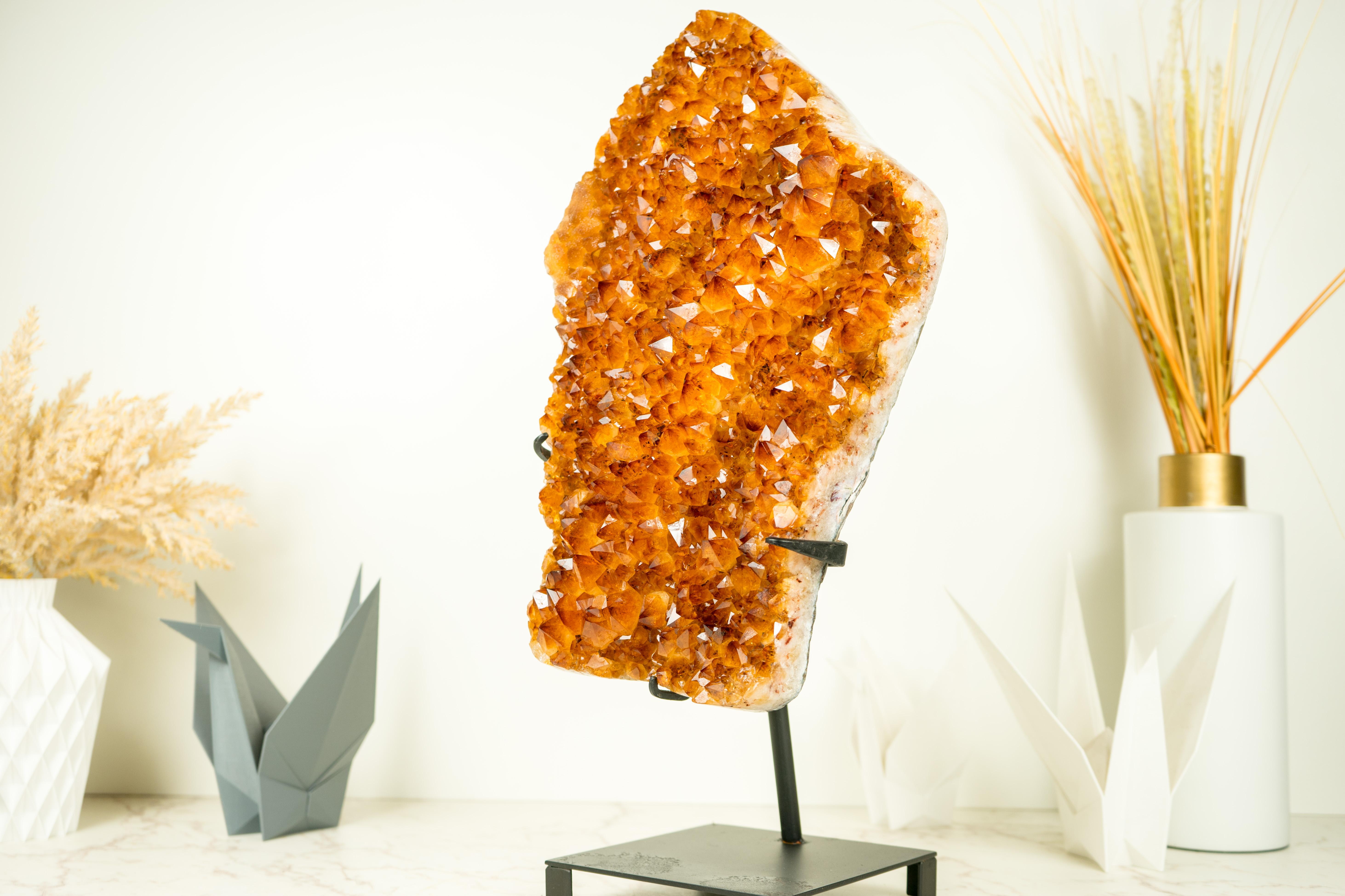 Gorgeous Large Madeira Citrine Cluster with Shiny AAA Deep Orange Citrine Druzy For Sale 10