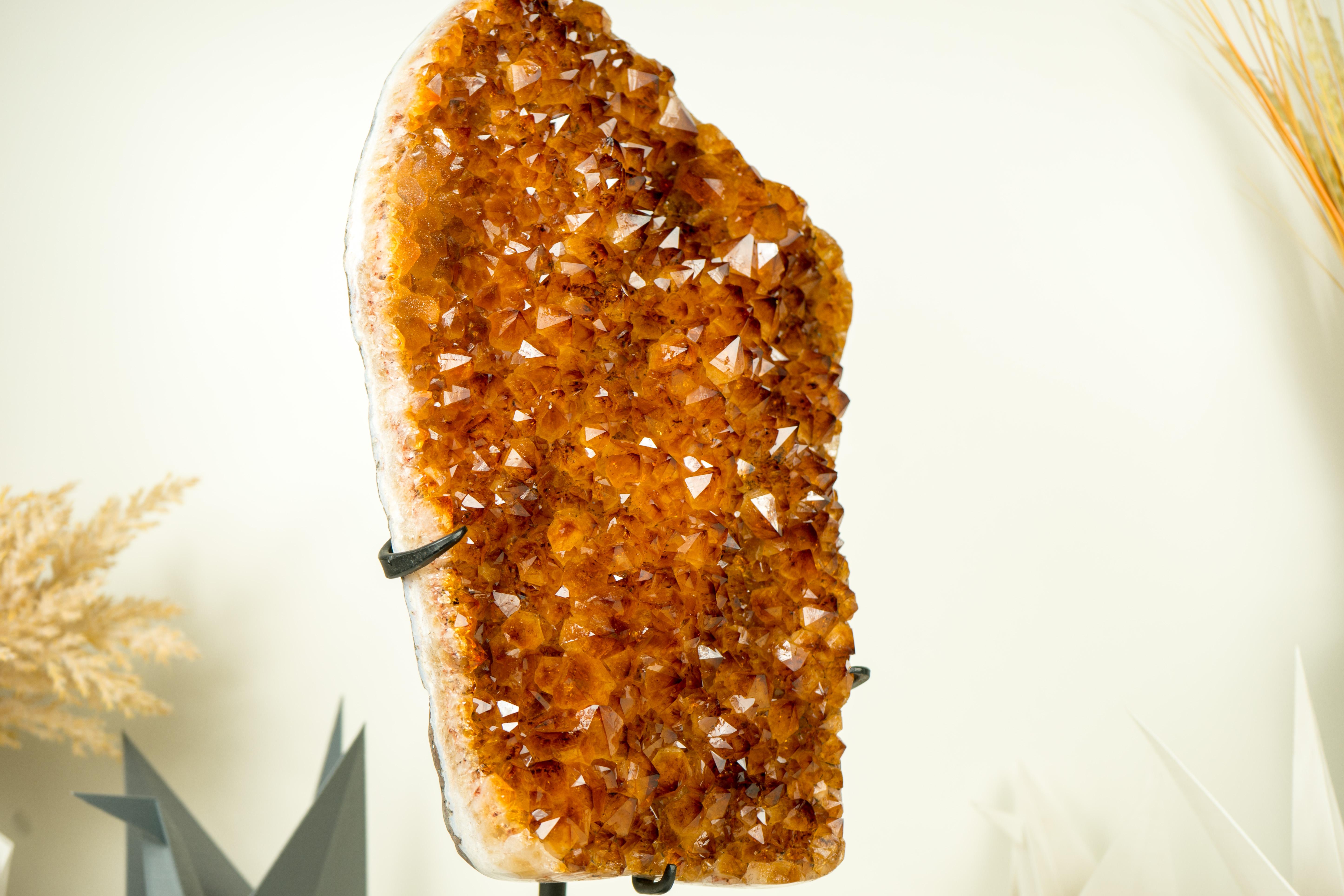 Gorgeous Large Madeira Citrine Cluster with Shiny AAA Deep Orange Citrine Druzy For Sale 12