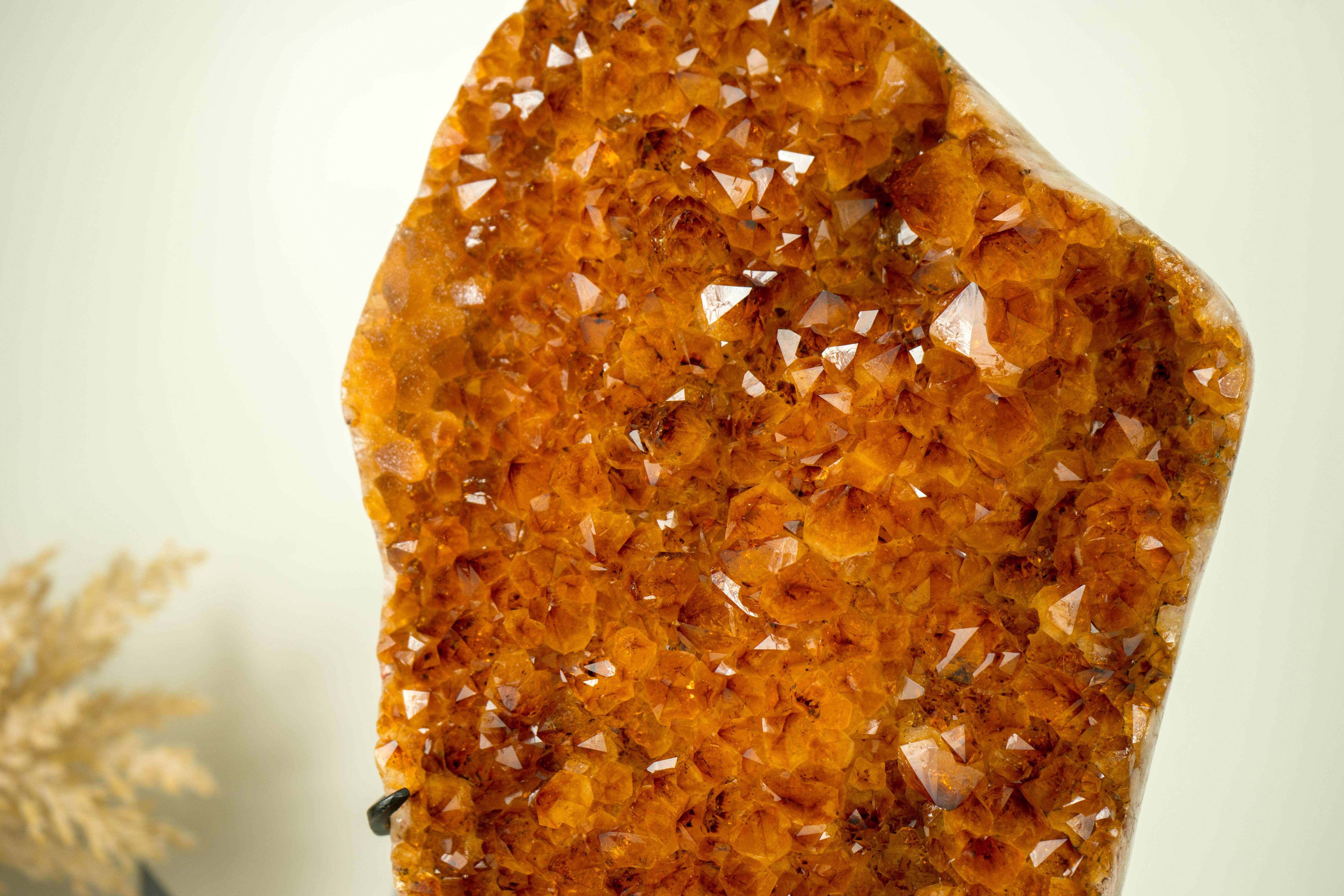 Gorgeous Large Madeira Citrine Cluster with Shiny AAA Deep Orange Citrine Druzy For Sale 13