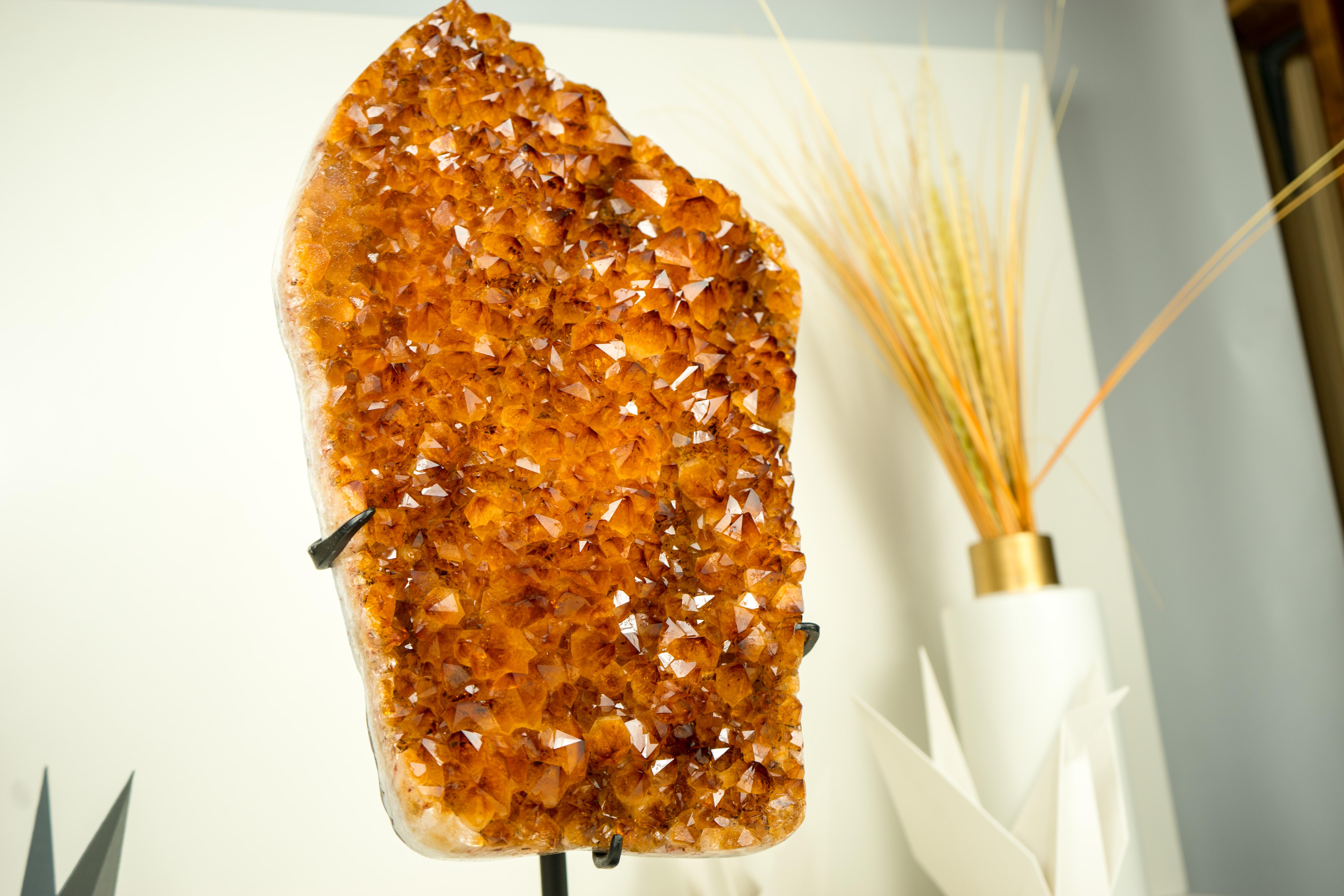 Agate Gorgeous Large Madeira Citrine Cluster with Shiny AAA Deep Orange Citrine Druzy For Sale