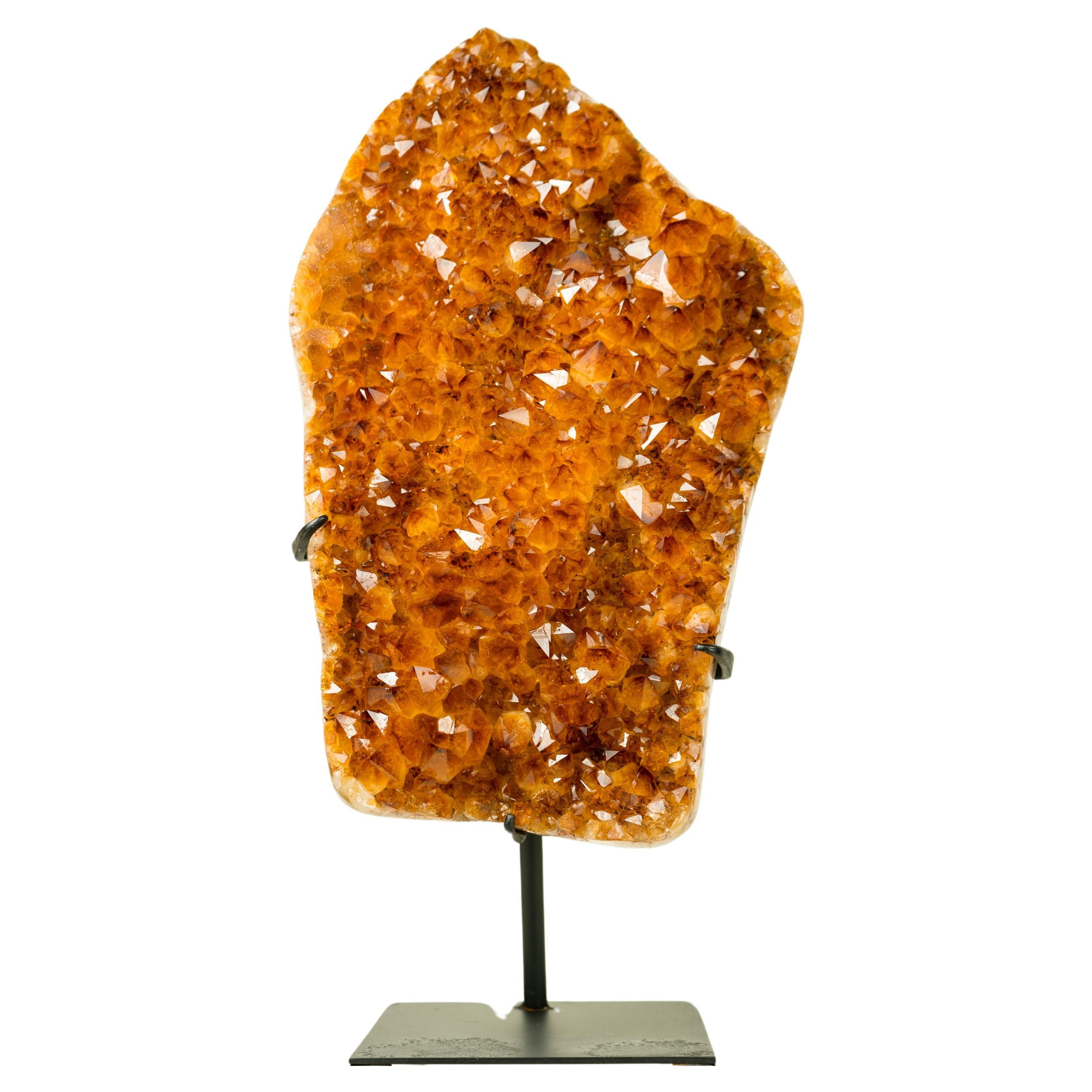 Gorgeous Large Madeira Citrine Cluster with Shiny AAA Deep Orange Citrine Druzy For Sale