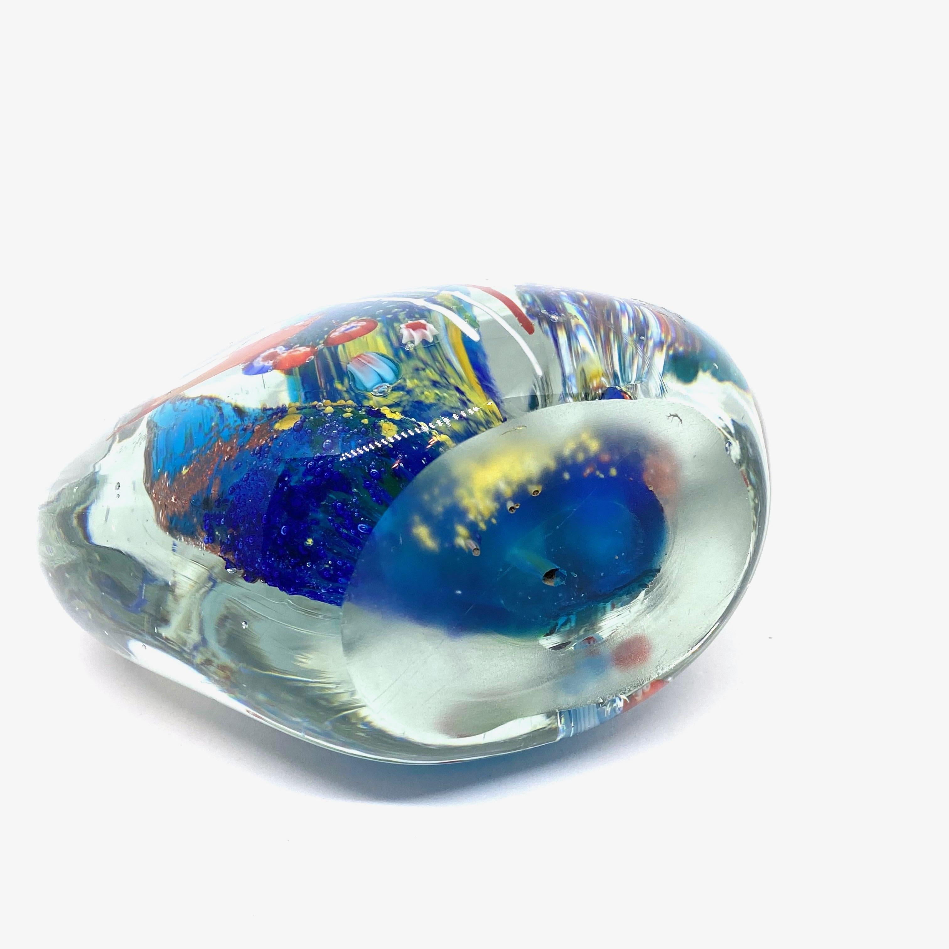 Hand-Crafted Gorgeous Large Murano Italian Art Glass Fish Aquarium Paperweight, Italy, 1970s For Sale