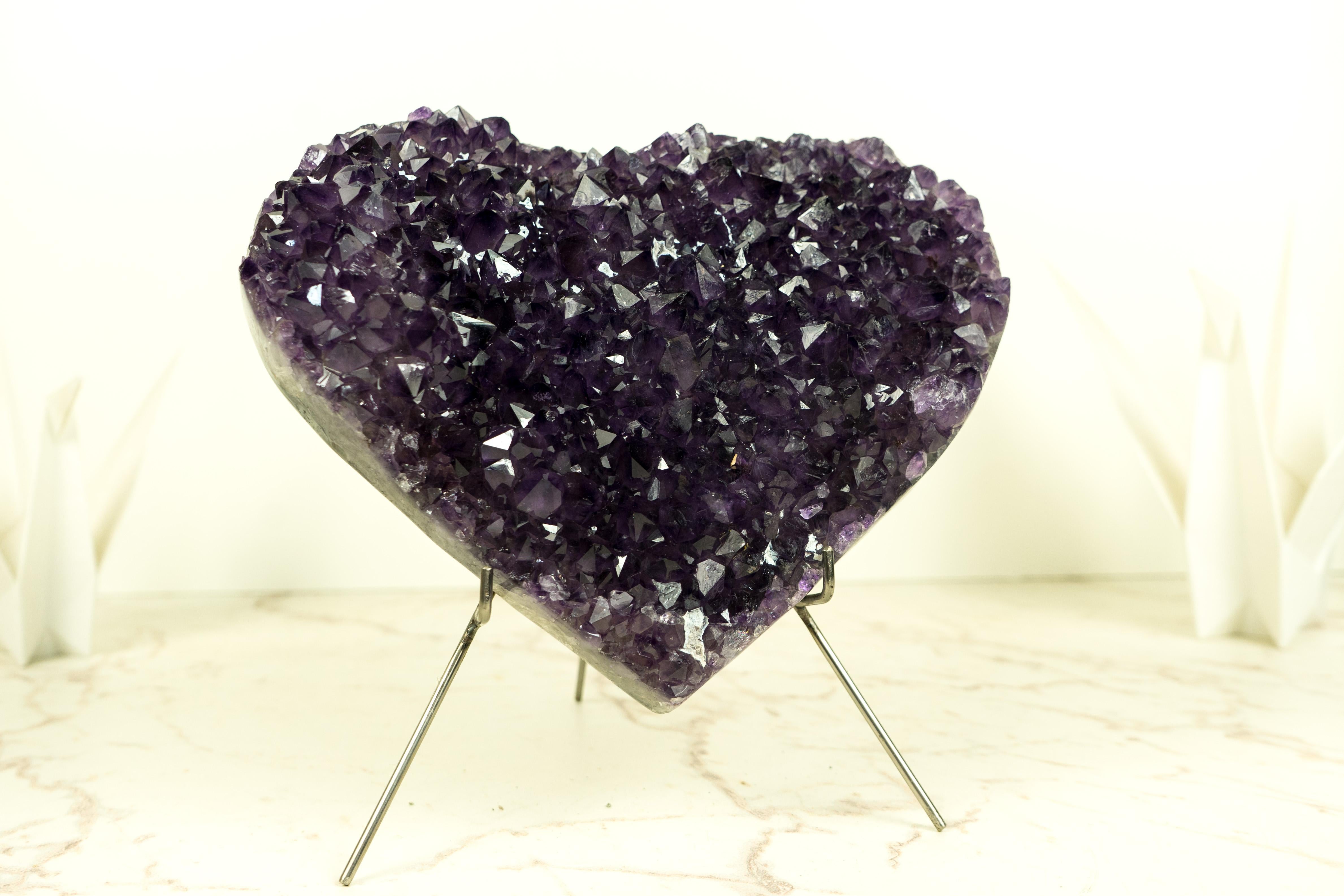 Precioso Corazón Grande de Amatista Púrpura Rica con Druzy Amatista de Alto Grado en venta 7