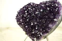 Magnifique grand coeur en améthyste violette avec druzy en améthyste de haute qualité