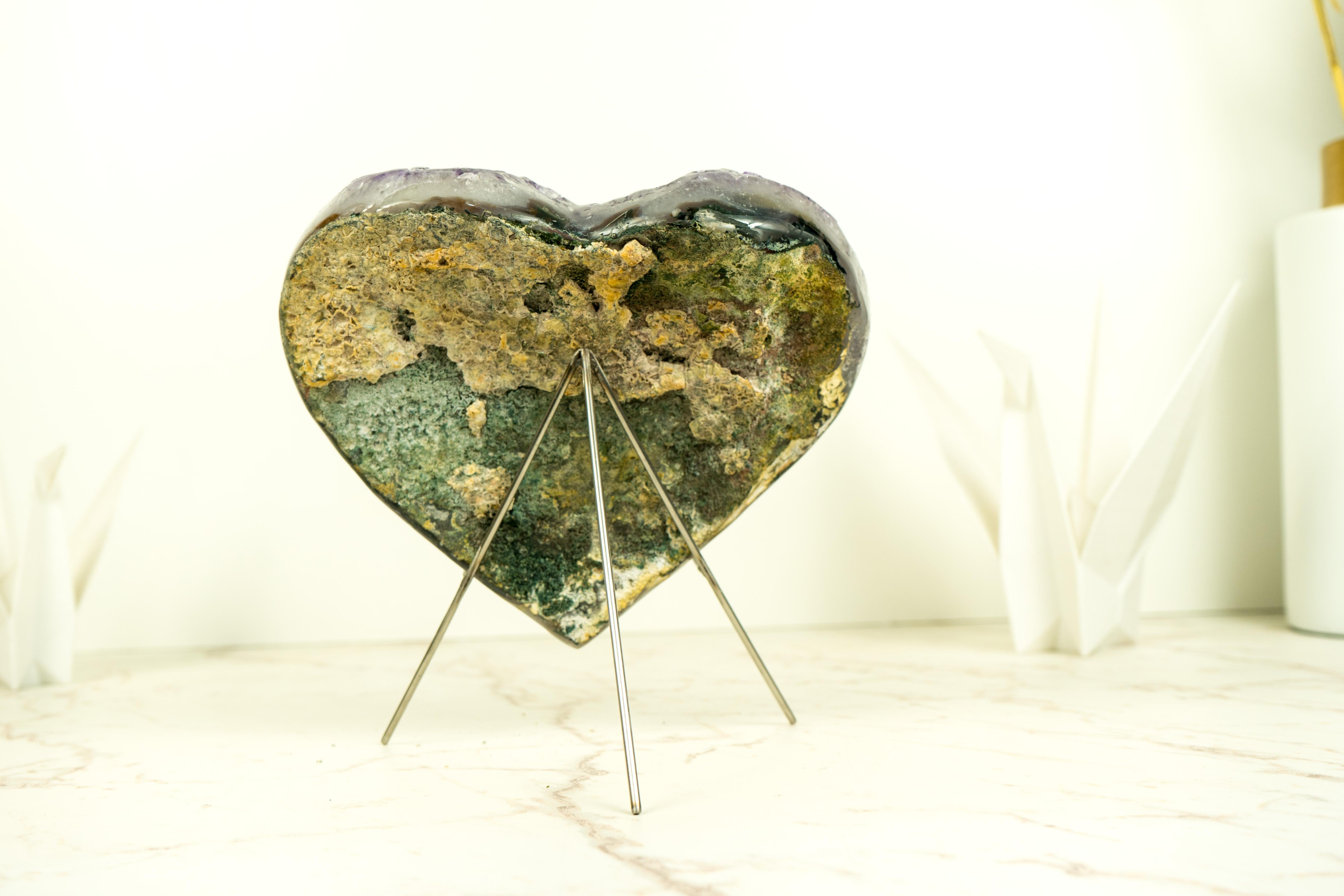 Precioso Corazón Grande de Amatista Púrpura Rica con Druzy Amatista de Alto Grado Brasileño en venta