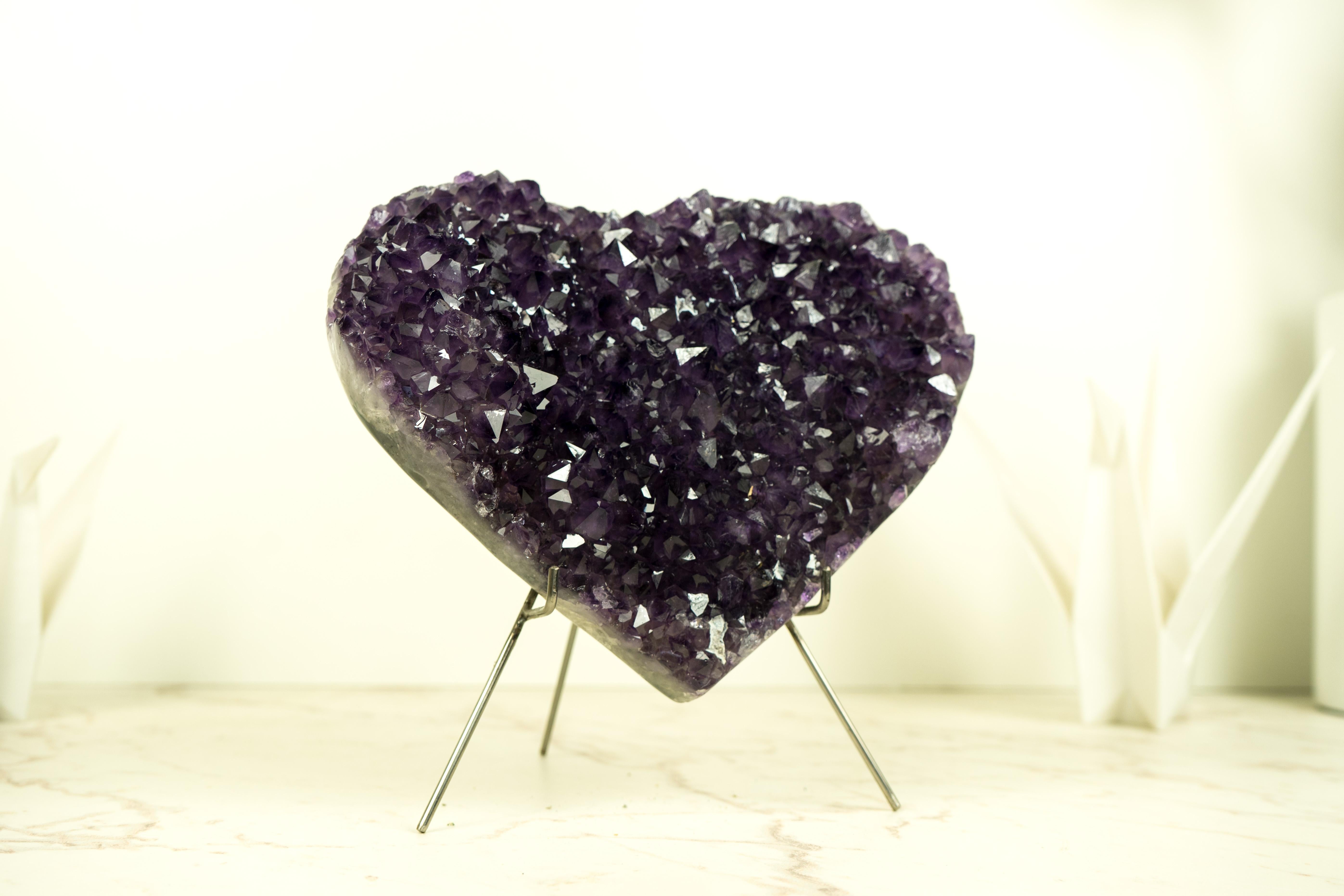 Precioso Corazón Grande de Amatista Púrpura Rica con Druzy Amatista de Alto Grado en venta 1
