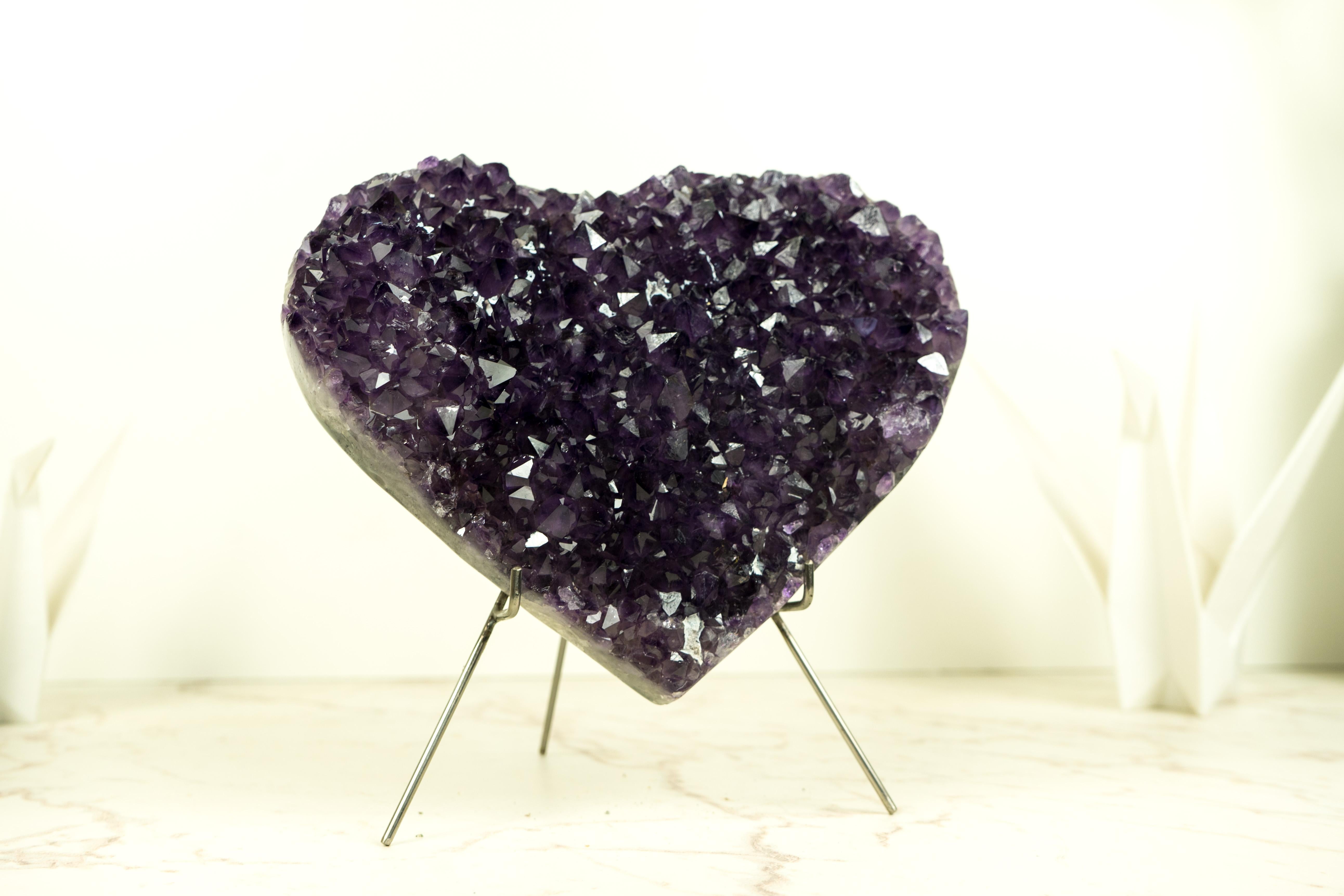 Precioso Corazón Grande de Amatista Púrpura Rica con Druzy Amatista de Alto Grado en venta 3