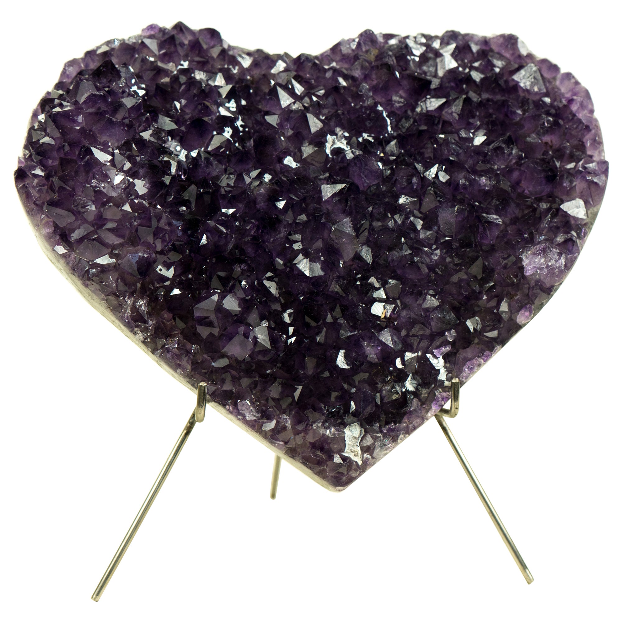Wunderschönes großes reichhaltiges lila Amethyst-Herz mit hochkarätigem Amethyst- Druzy