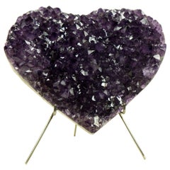 Splendido cuore grande di ametista viola ricca con druzy di ametista di alta qualità