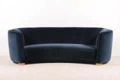 Gorgeous Large Three-Seat Danish Curved Sofa from 1930s