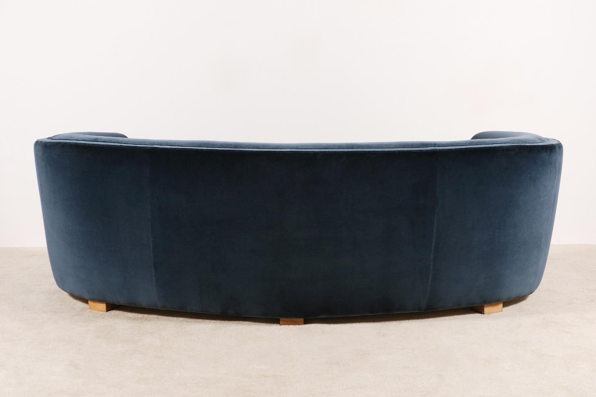 Gorgeous Large Three-Seat Danish Curved Sofa from 1930s 1