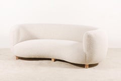 Gorgeous Large Three-Seat Danish Curved Sofa from 1940s