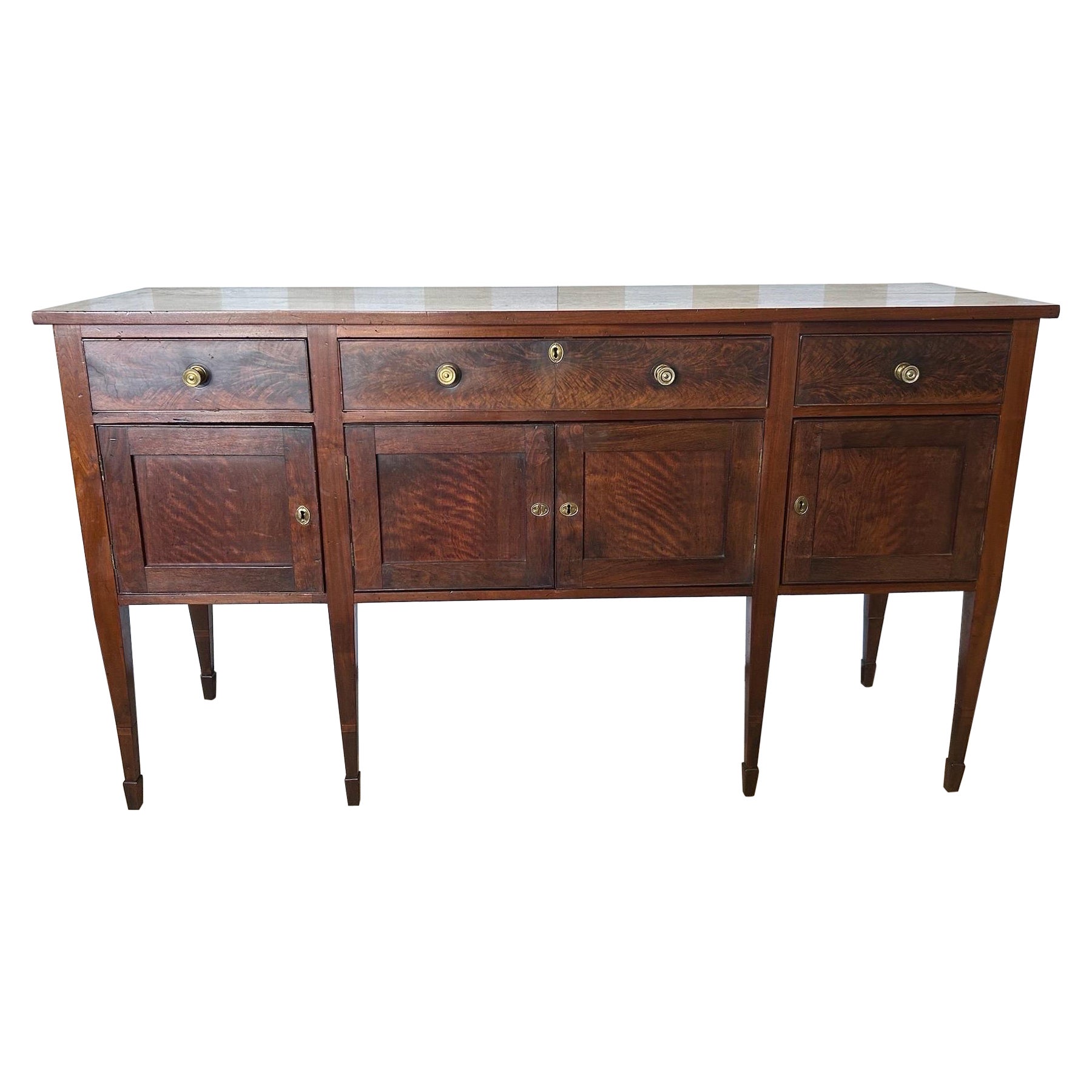 Splendida credenza in noce della Virginia intarsiata della fine del XVIII-inizio del XIX secolo in vendita