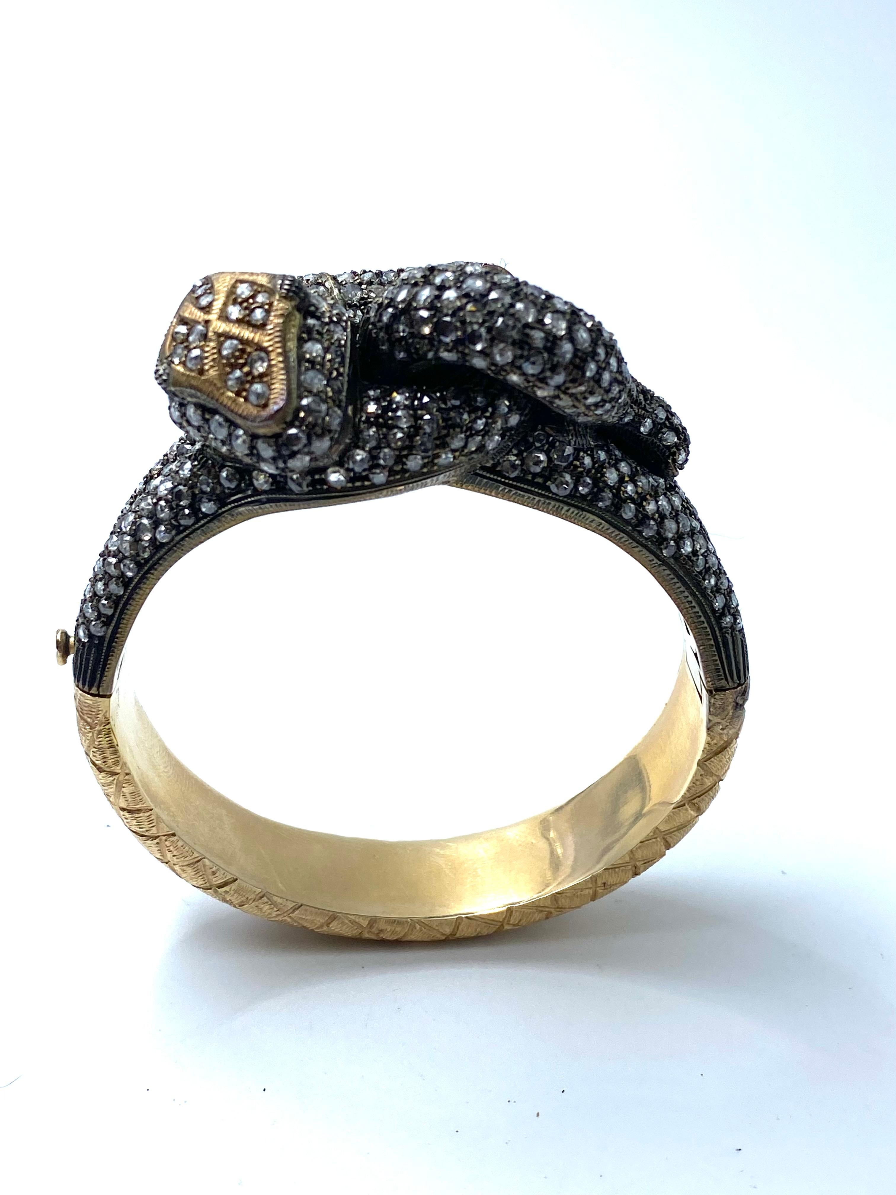 Gorgeous Late Victorian Snake Bangle For Sale 6