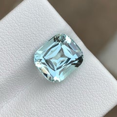 4.95 Carat Natural Loose Light Blue Aquamarine Cushion Cut Pakistani Gemstone