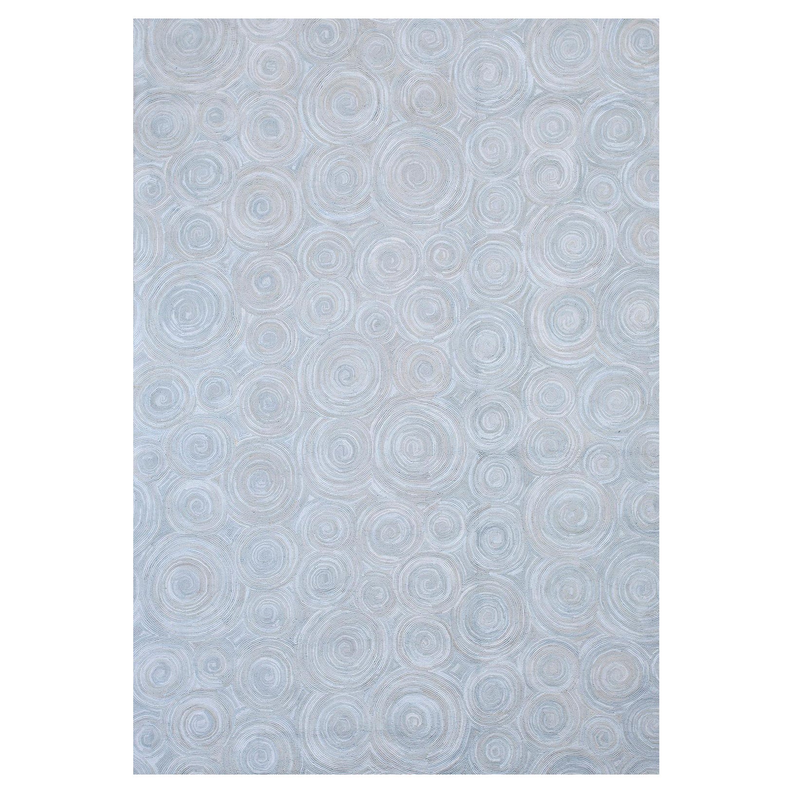 Gorgeous LightGray Farbe Kreise Muster Contemporary Handmade Cotton Hooked Rug im Angebot