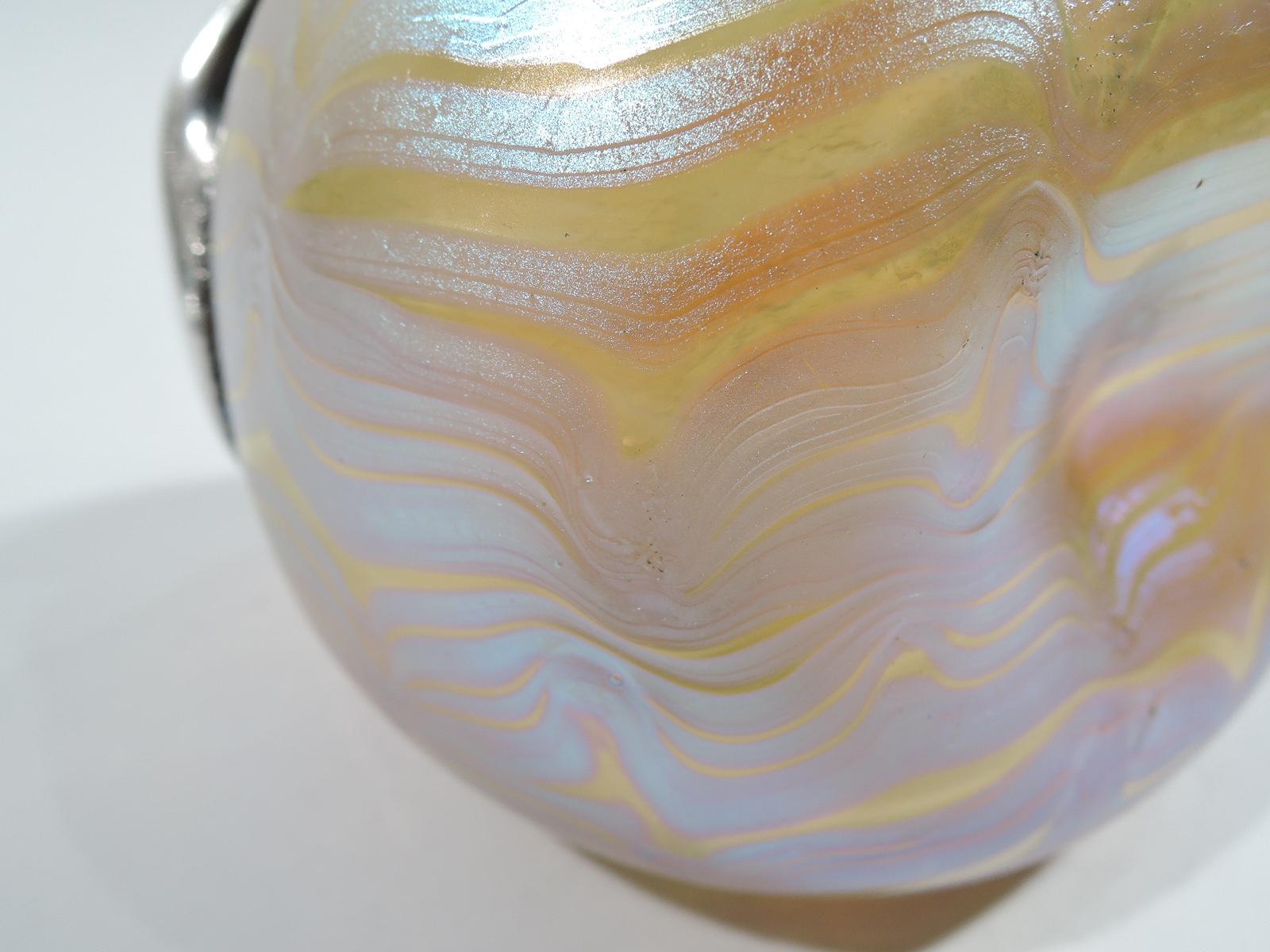 Gorgeous Loetz Phaenomen Art Nouveau Silver Overlay Vase 3