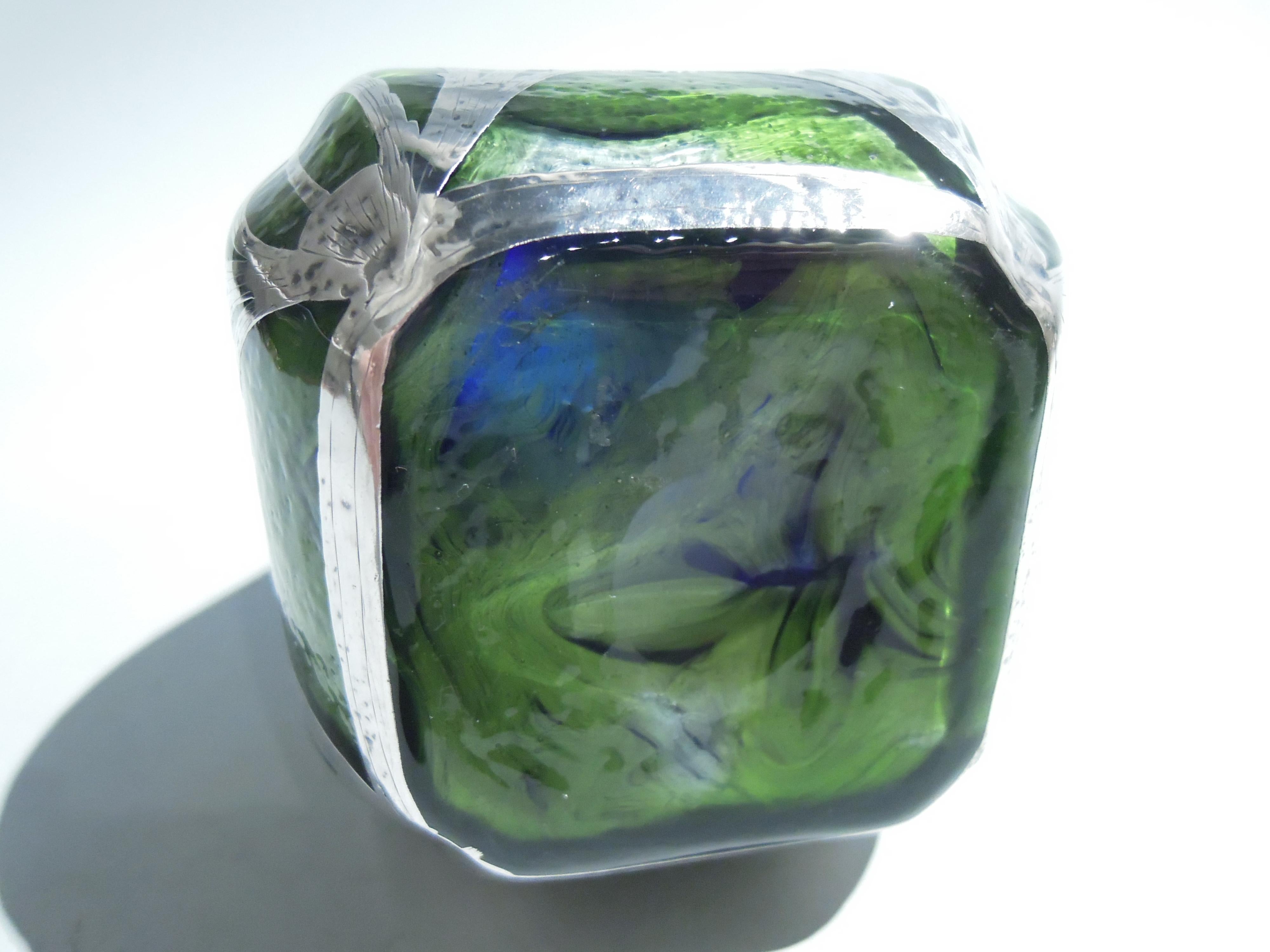 Argent Loetz Titania Art Nouveau bleu-vert cobalt en vente