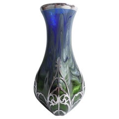 Wunderschöne Loetz Titania Jugendstil-Vase in Kobaltblau-Grün