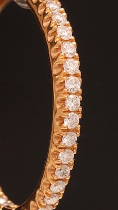 Gorgeous Loop Earrings in 18 kt. Yellow gold with 1.43 ct. Diamonds