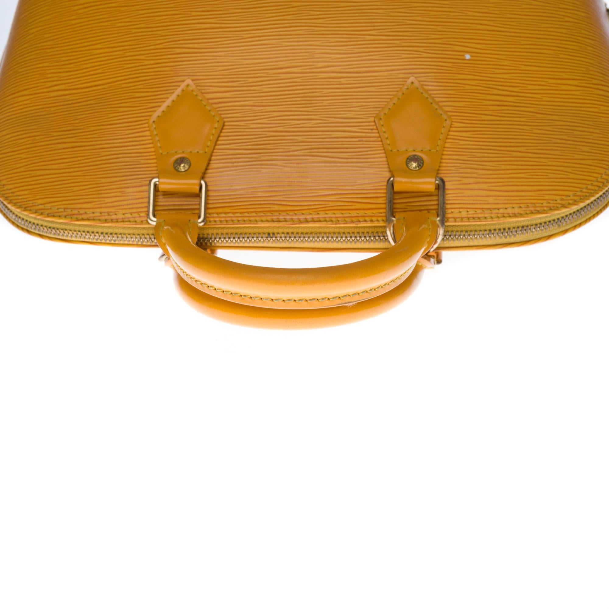 Gorgeous Louis Vuitton Alma handbag in Yellow epi leather, GHW 1