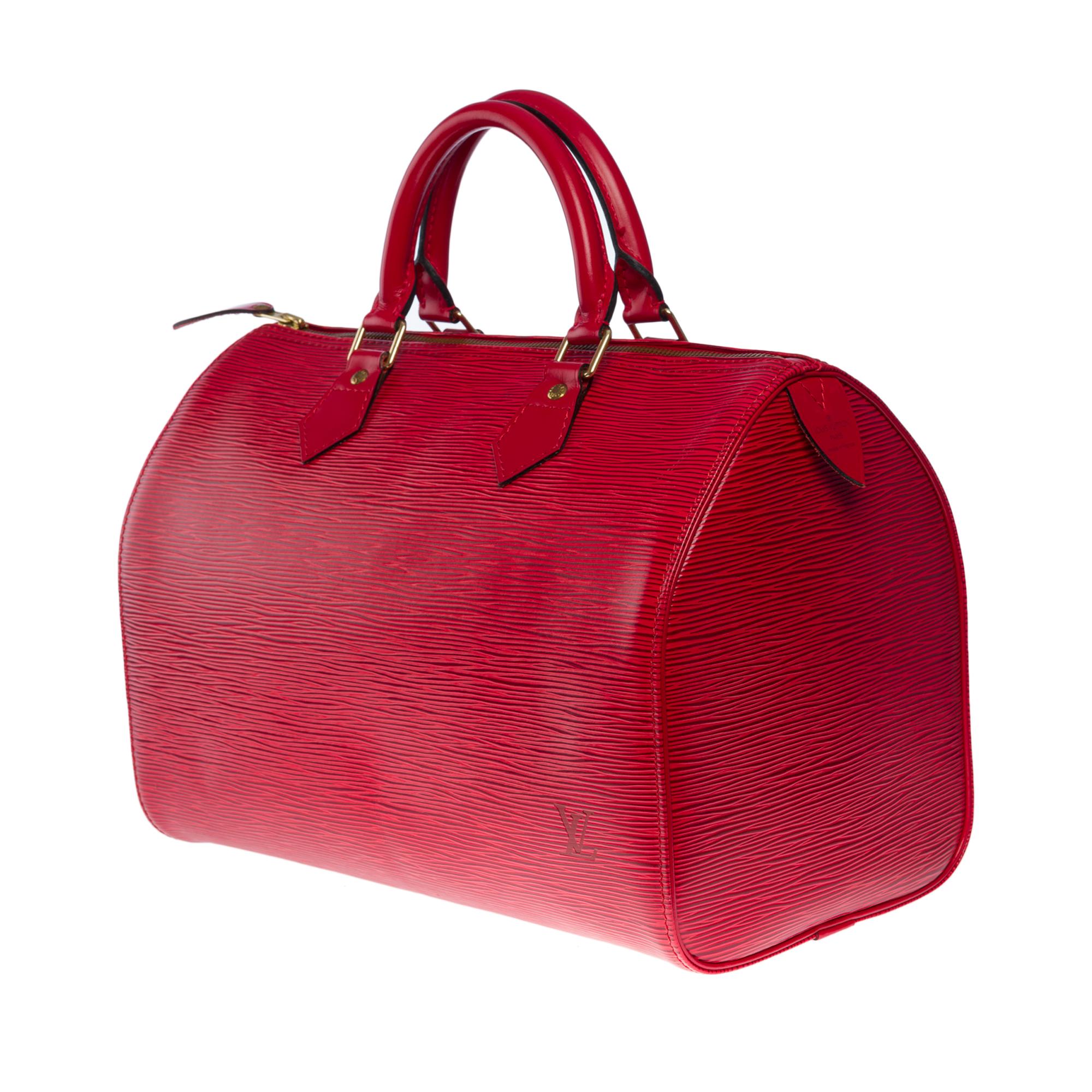 Gorgeous Louis Vuitton Speedy 30 handbag in red épi leather and gold hardware In Good Condition In Paris, IDF