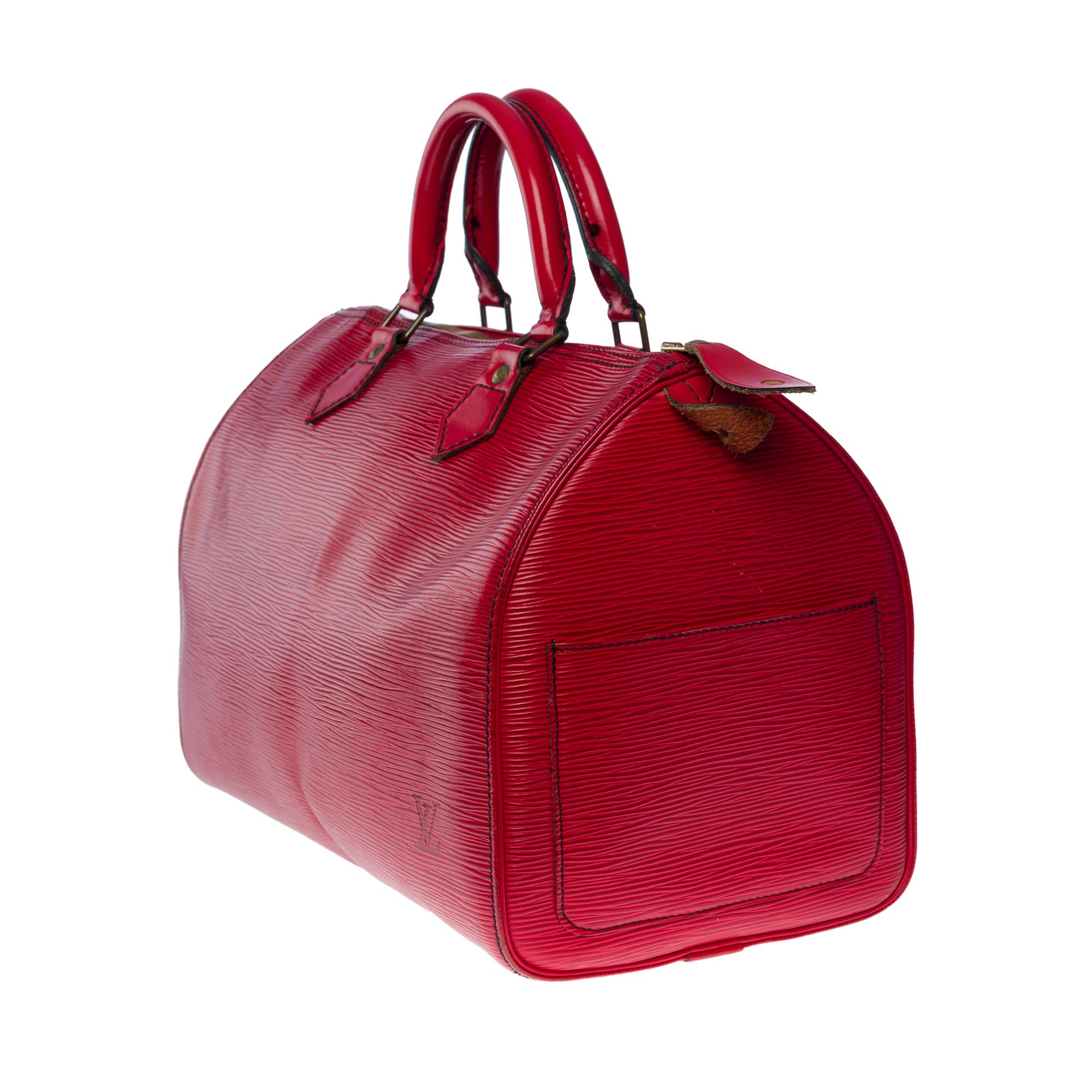 Wunderschöne Louis Vuitton Speedy 30 Handtasche aus rotem epi-Leder und goldenen Beschlägen für Damen oder Herren