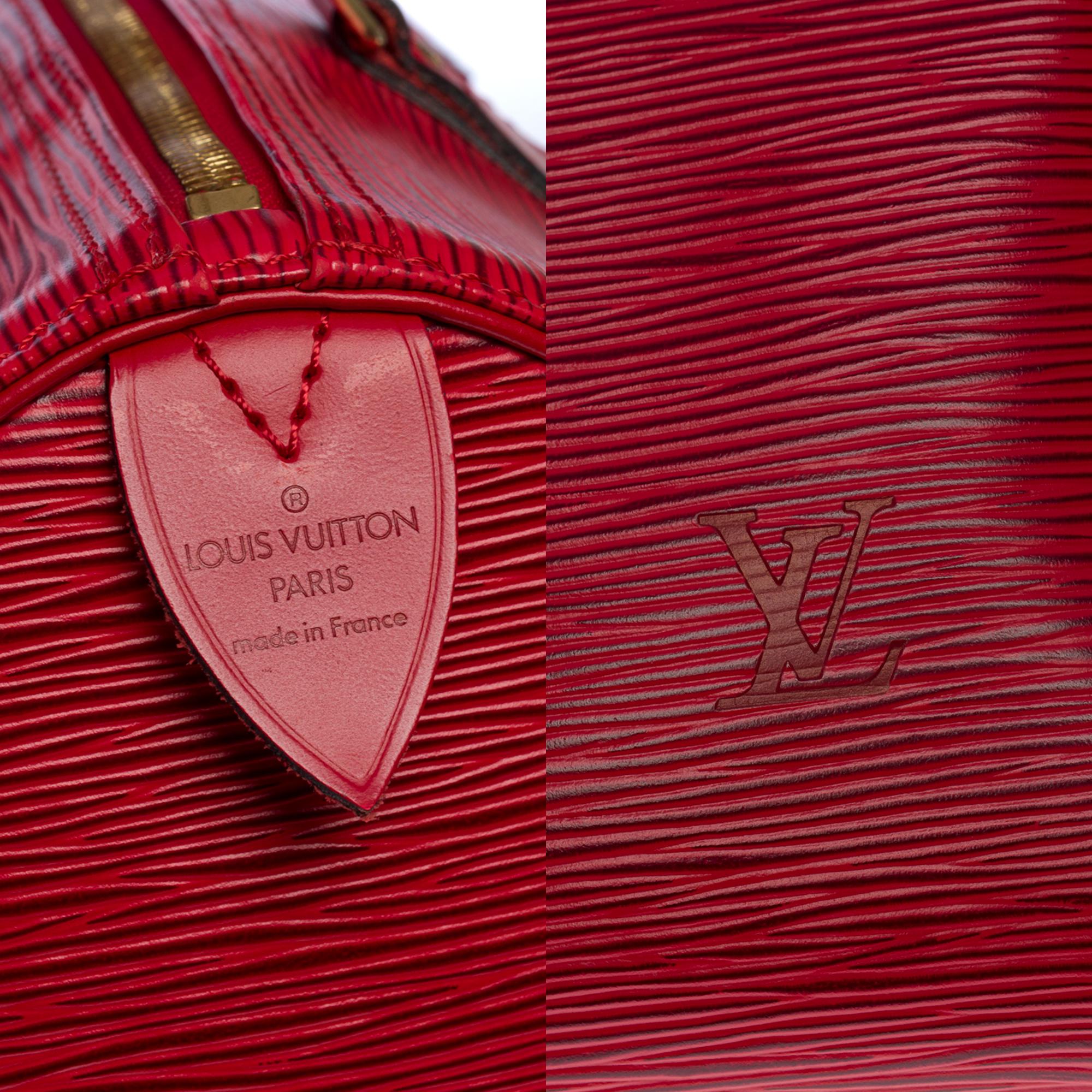 Gorgeous Louis Vuitton Speedy 30 handbag in red épi leather and gold hardware 1