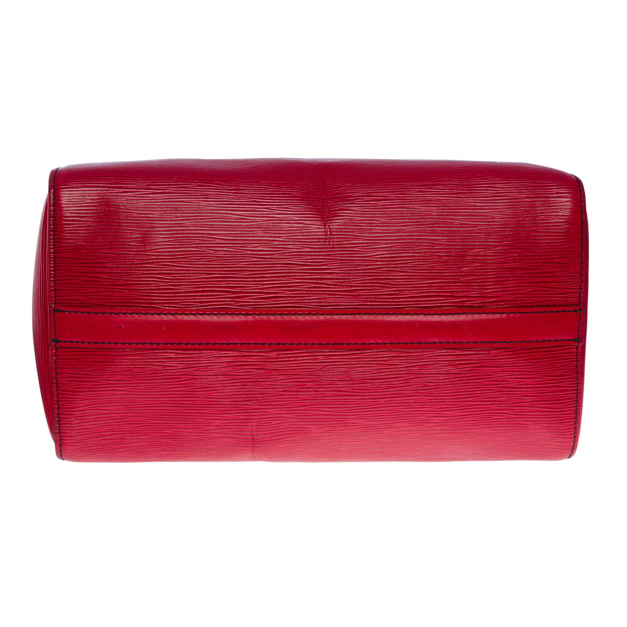 Wunderschöne Louis Vuitton Speedy 30 Handtasche aus rotem epi-Leder und goldenen Beschlägen 5