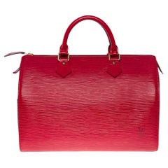 Gorgeous Louis Vuitton Speedy 30 handbag in red épi leather and gold hardware