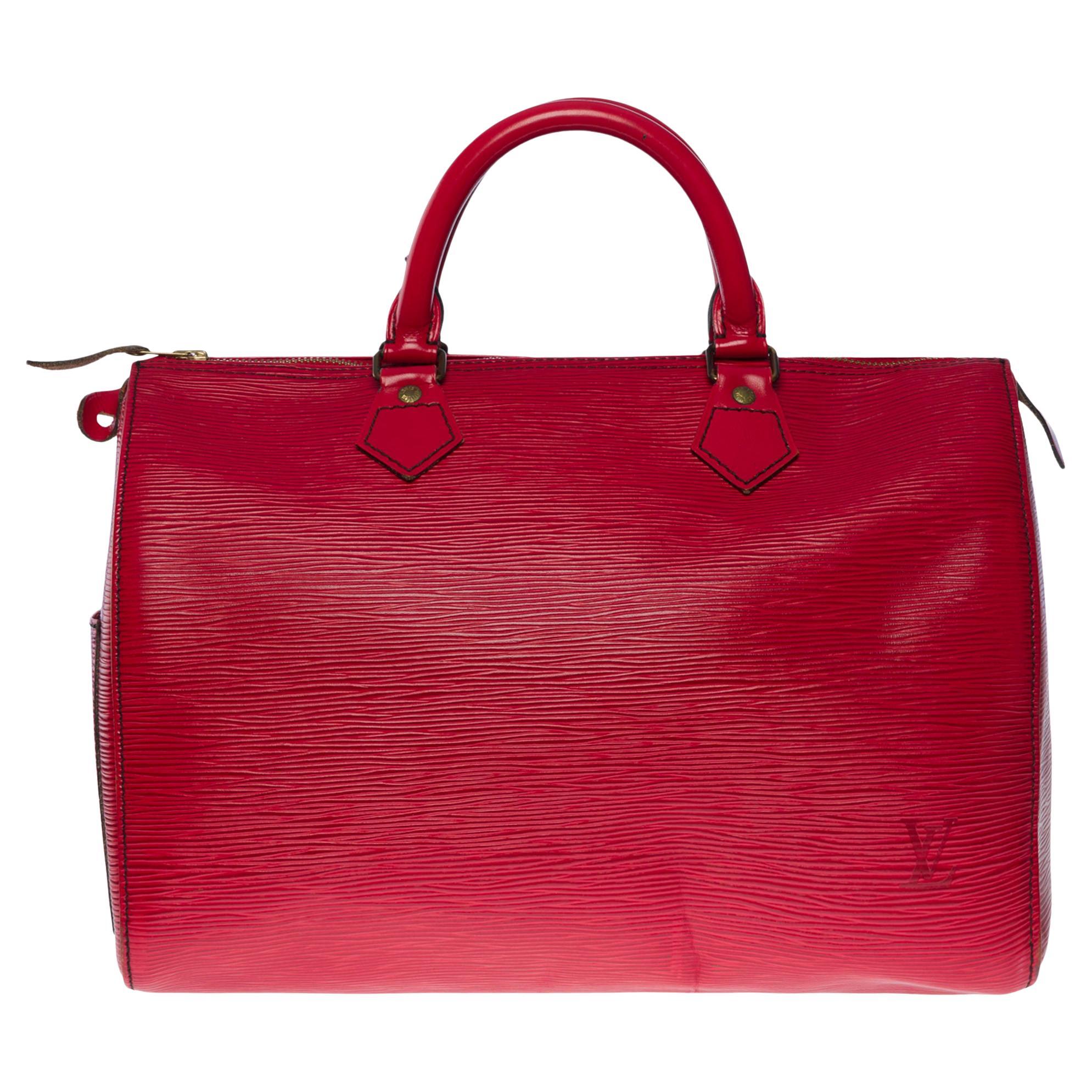 Wunderschöne Louis Vuitton Speedy 30 Handtasche aus rotem epi-Leder und goldenen Beschlägen