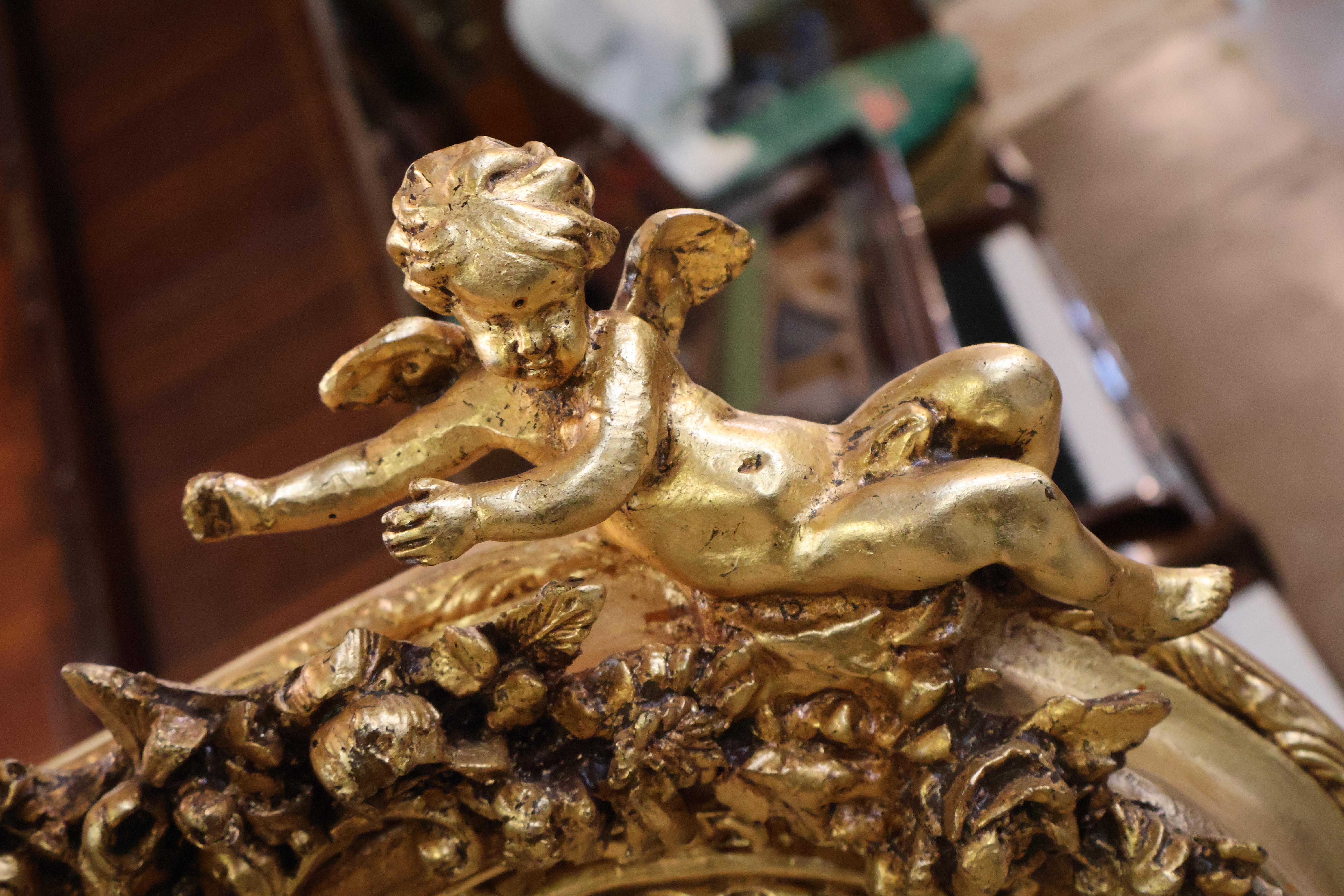 Gorgeous Louis XV Französisch Stil Gold Cherub abgeschrägten Spiegel im Angebot 7