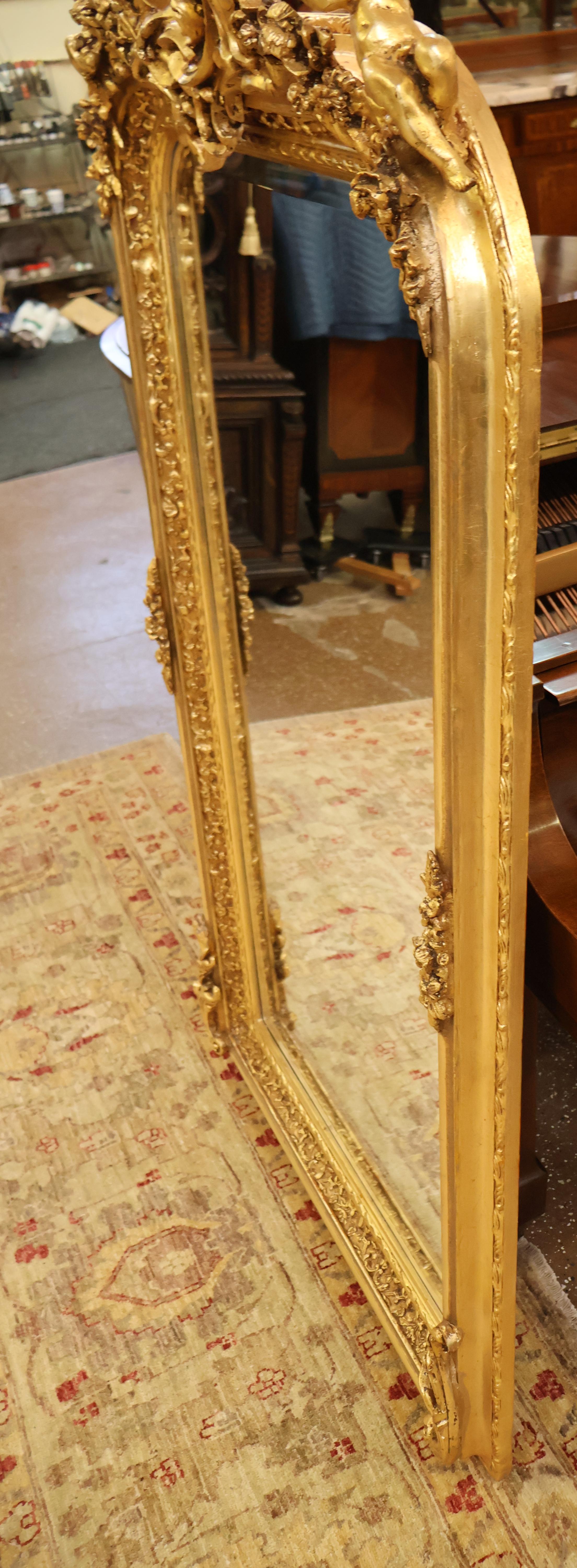 Gorgeous Louis XV Französisch Stil Gold Cherub abgeschrägten Spiegel im Angebot 8