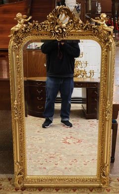 Gorgeous Louis XV French Style Gold Cherub Beveled Mirror