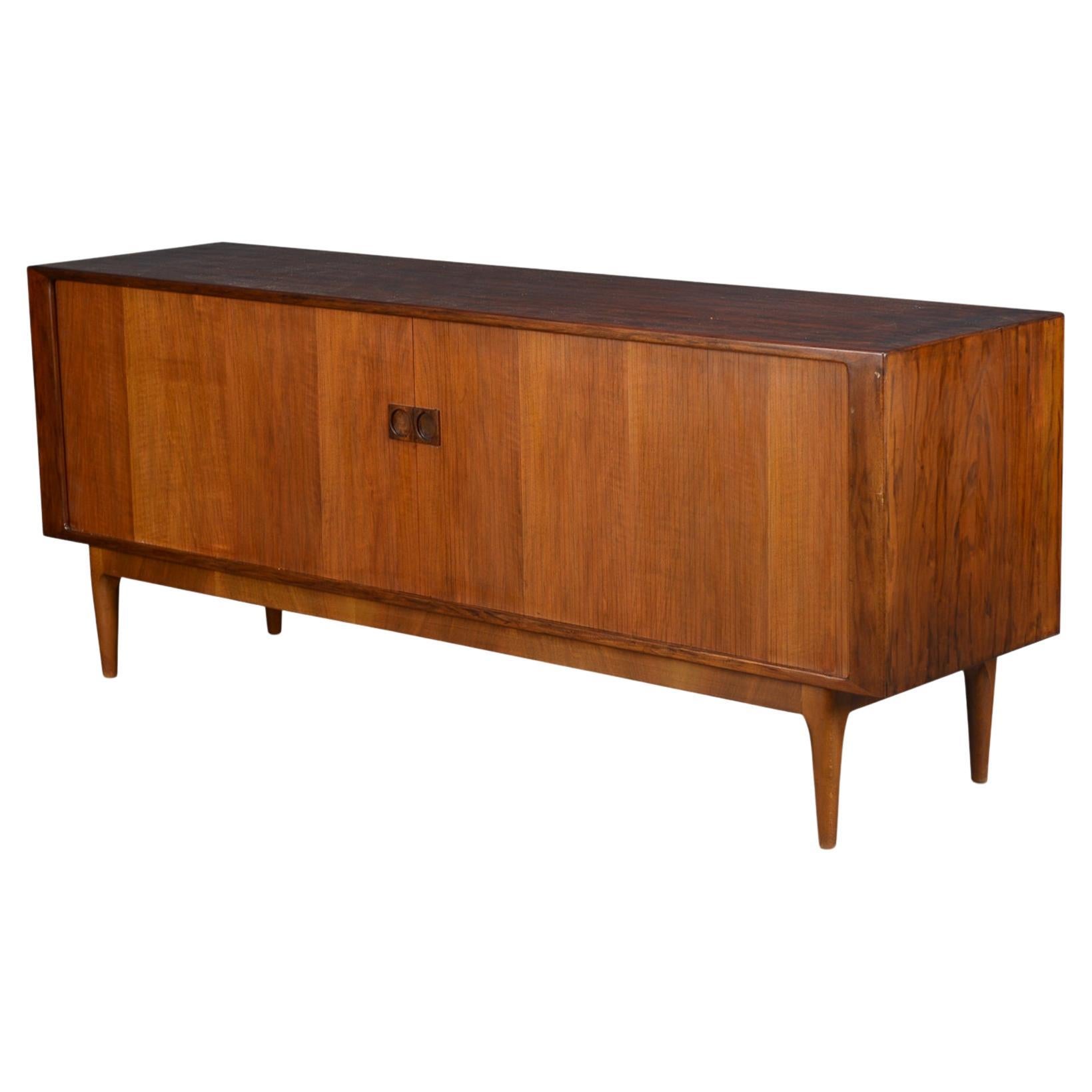 Gorgeous Low Tambour Credenza in Rosewood For Sale