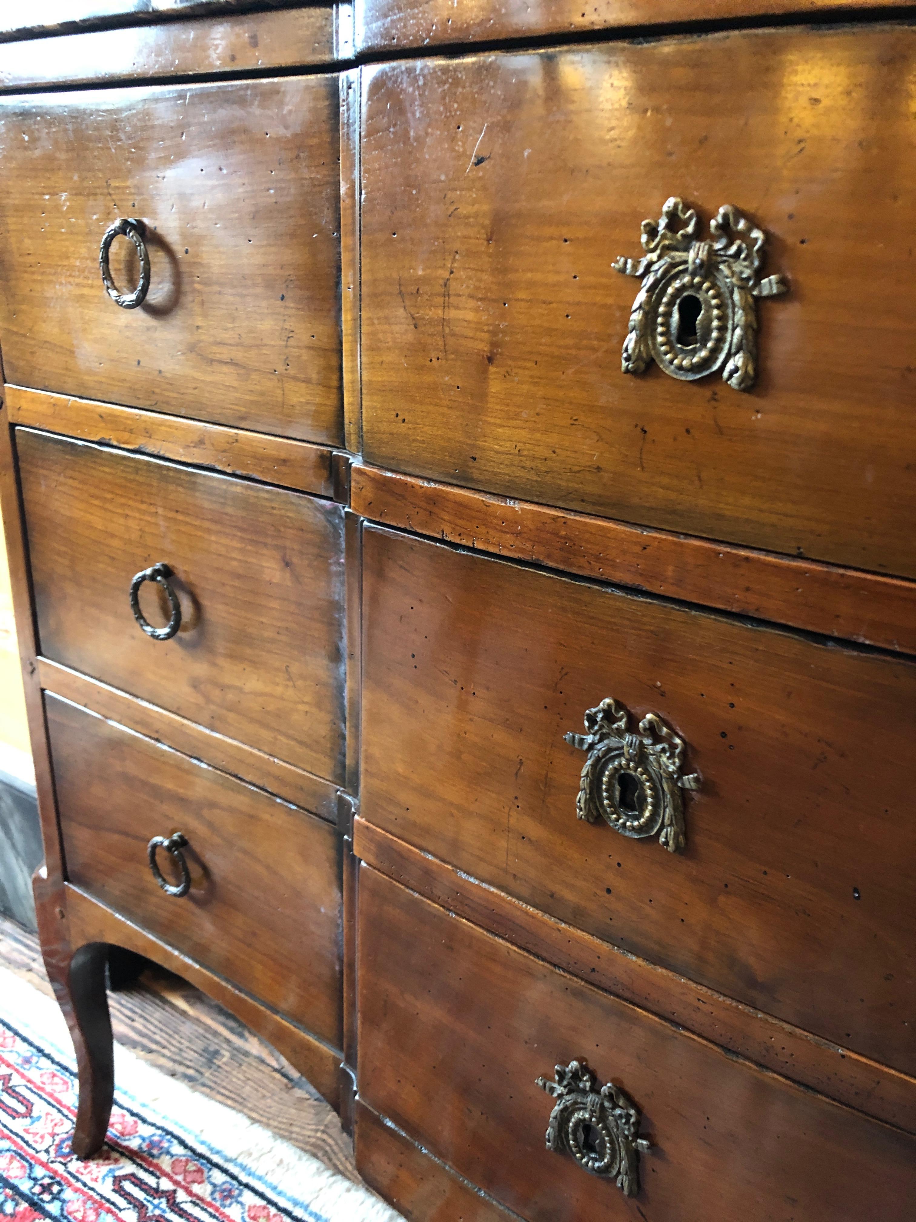 Late 20th Century Gorgeous Mahogany and Marble Commode Chest of Drawers