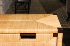 Gorgeous Mahogany and Wicker Commode by John Hutton for Donghia, circa 1995