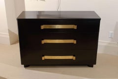 Gorgeous Mahogany Black Lacquer Commode by John Stuart, circa 1940