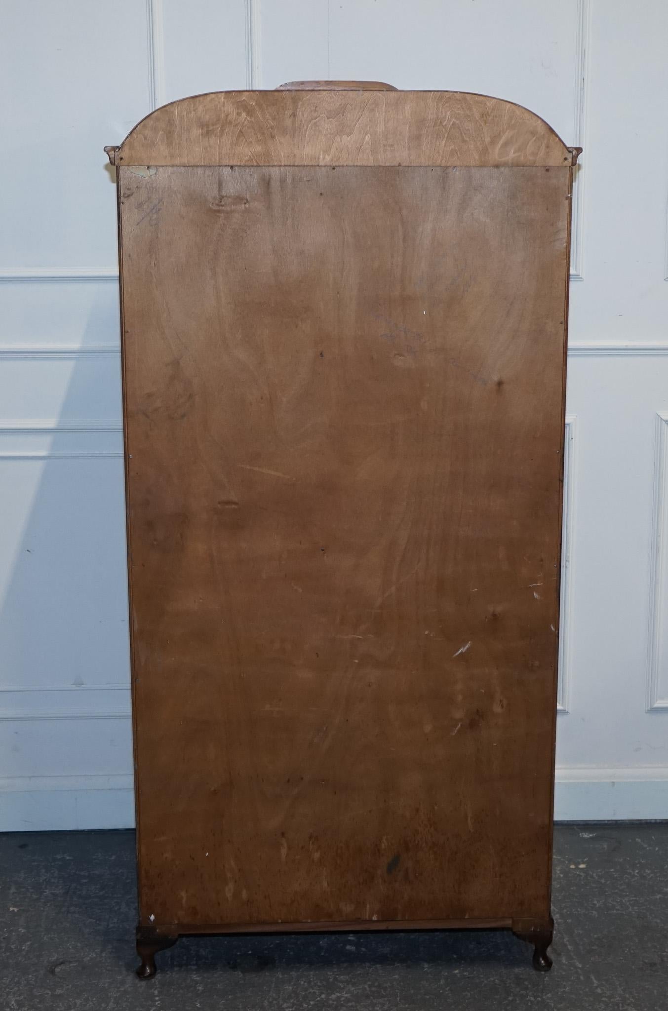 GORGEOUS MAPLE & CO ART DECO 1920s SMALL TWO DOOR BURR WALNUT WARDROBE 5