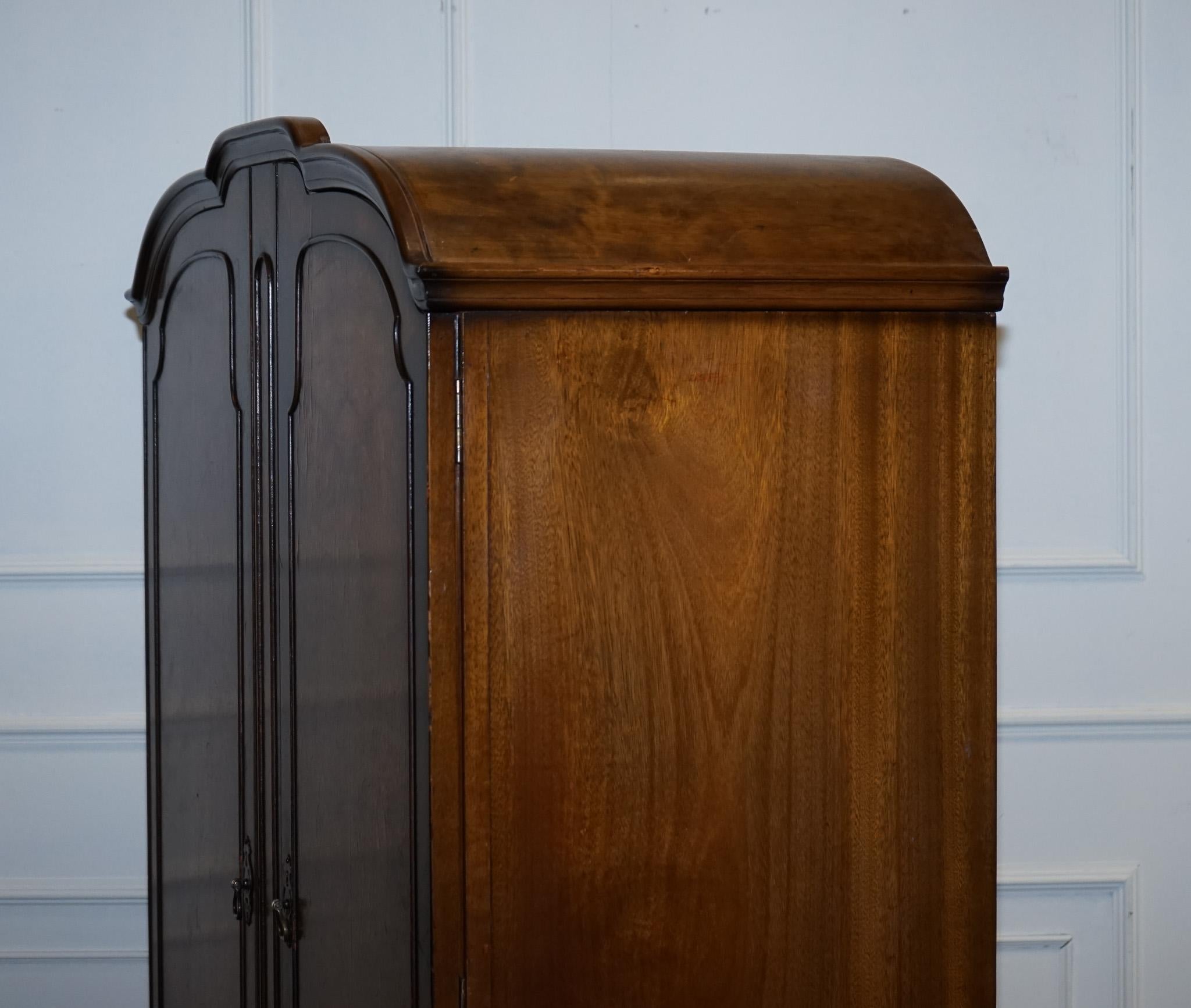 GORGEOUS MAPLE & CO ART DECO 1920s SMALL TWO DOOR BURR WALNUT WARDROBE 7